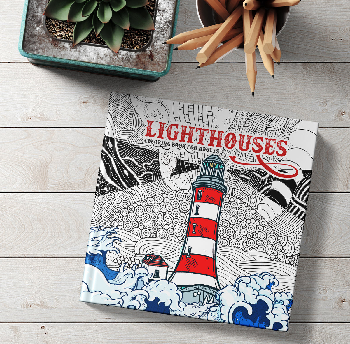 Lighthouse Spiral-Bound Coloring book for Adult to Relax and