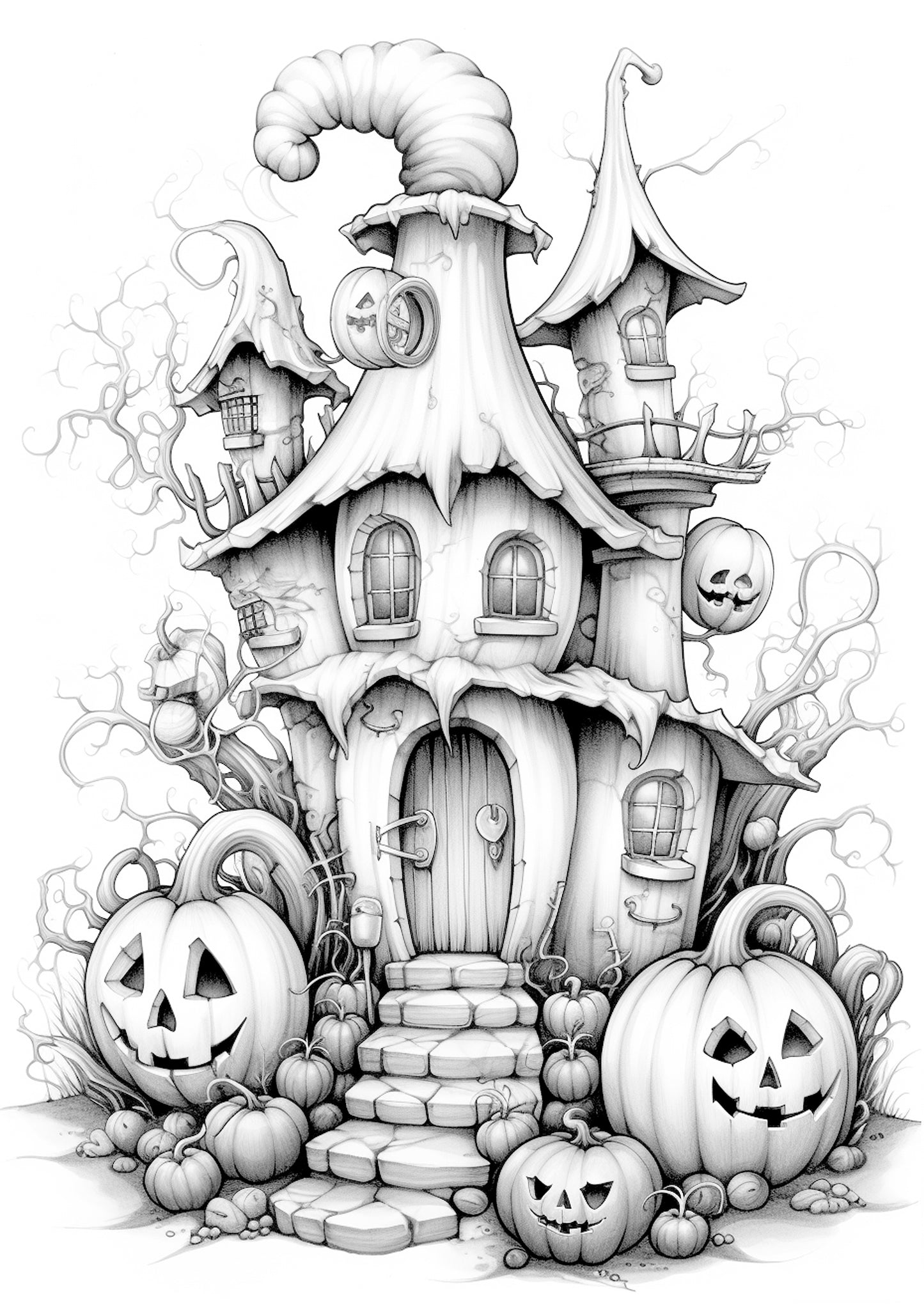 Whimsical Homes Halloween Coloring Book (Digital)