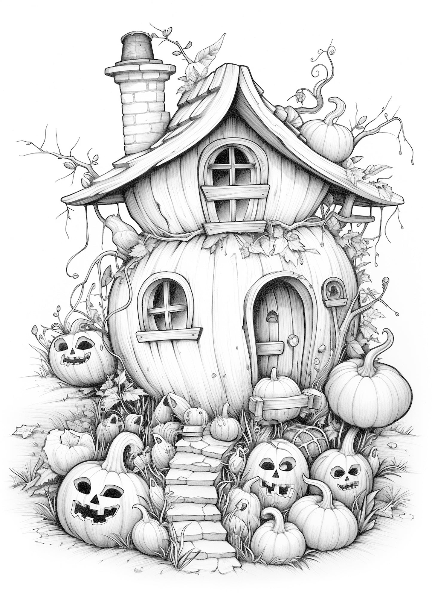 Whimsical Homes Halloween Coloring Book (Digital)