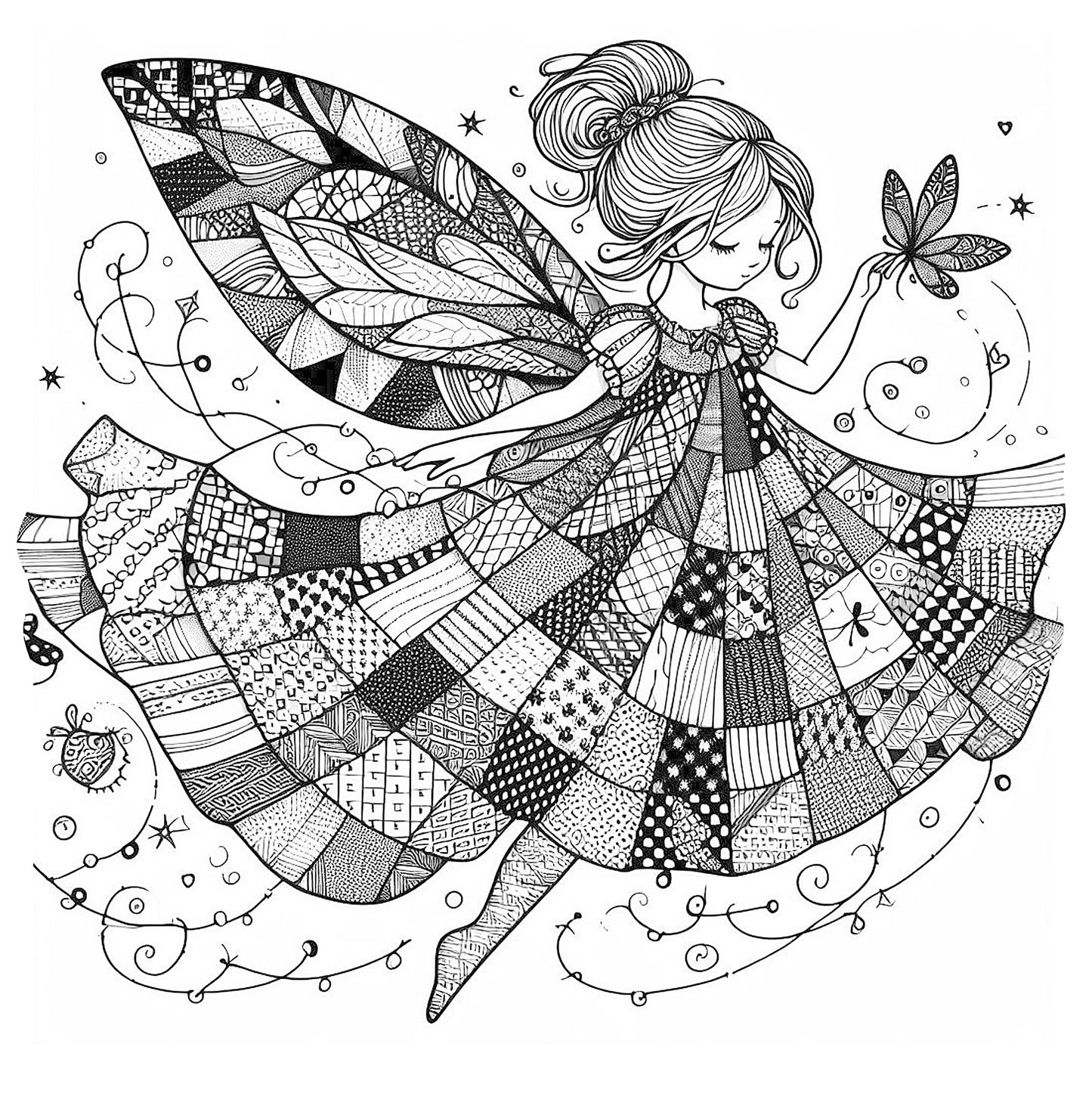 Patchwork Fairies Coloring Book (Digital)