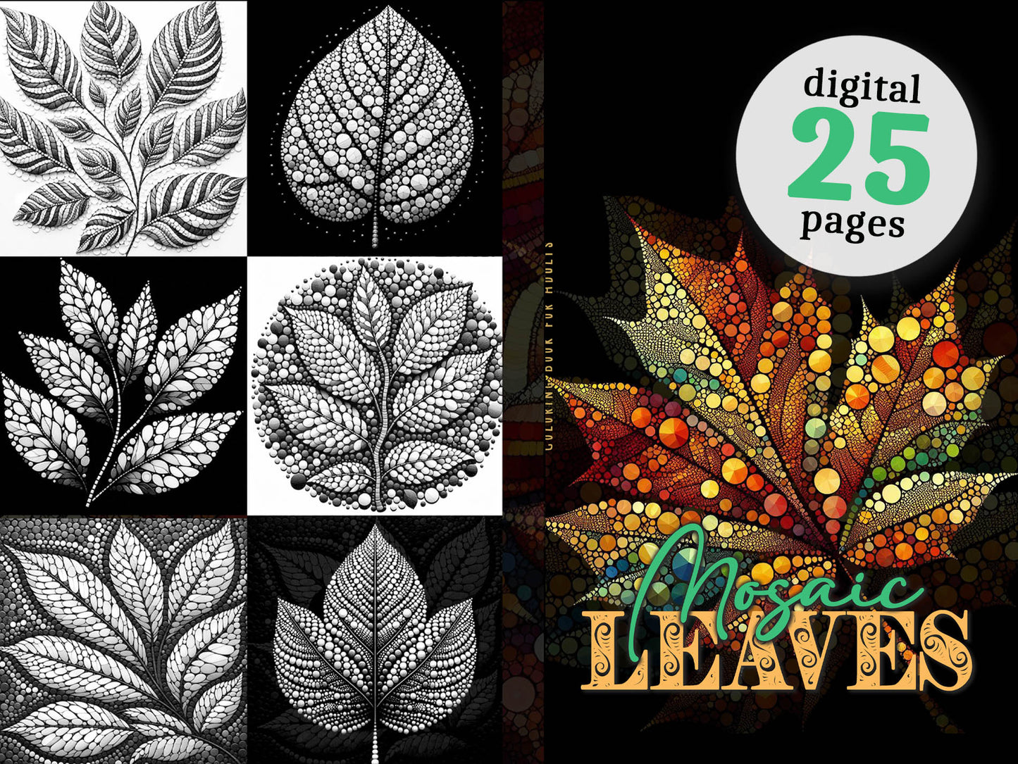 Mosaic Leaves Coloring Book (Digital)