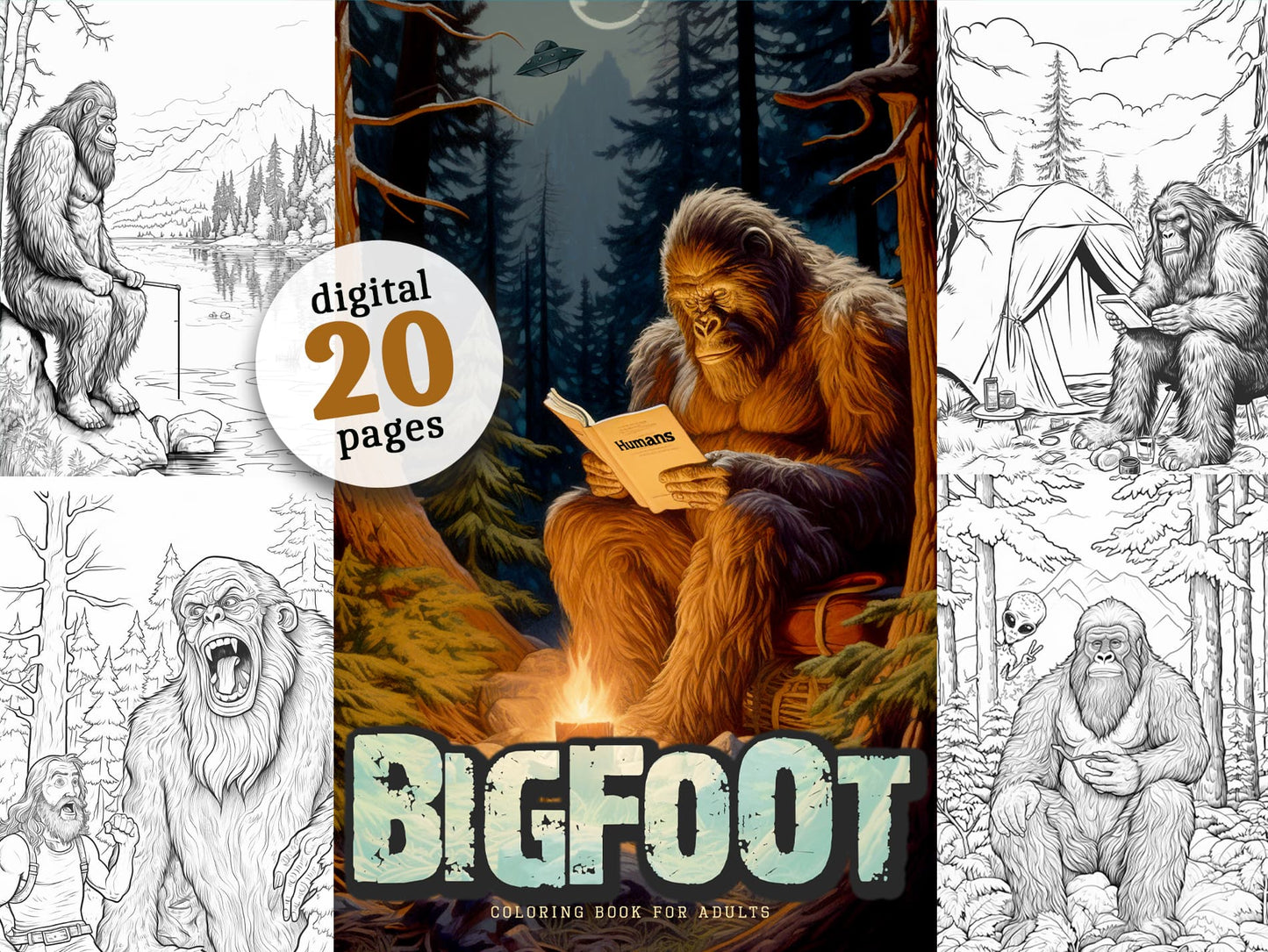 Bigfoot Coloring Book for Adults (Digital)