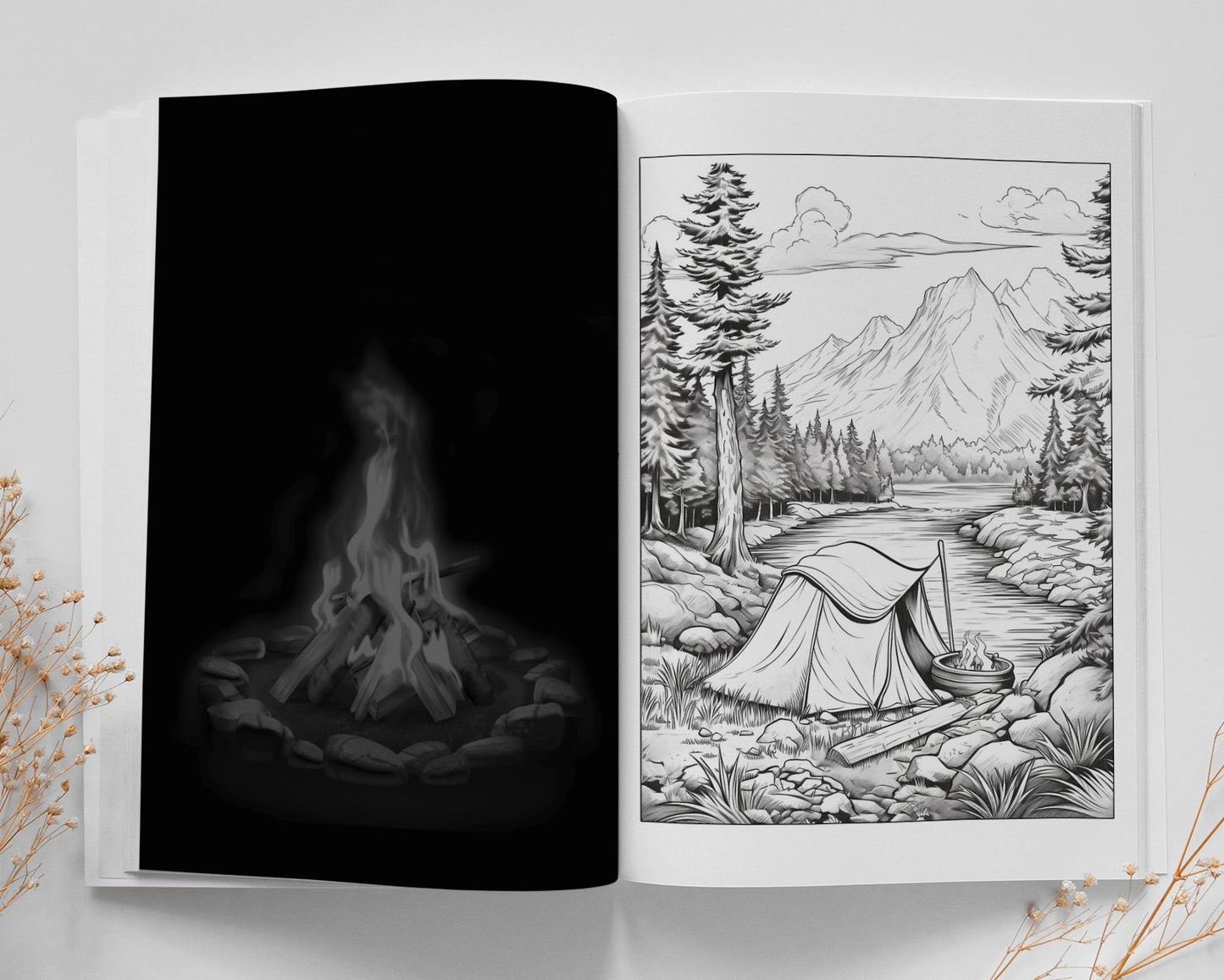 Camping Adventures Coloring Book Grayscale (Printbook) - Monsoon Publishing USA