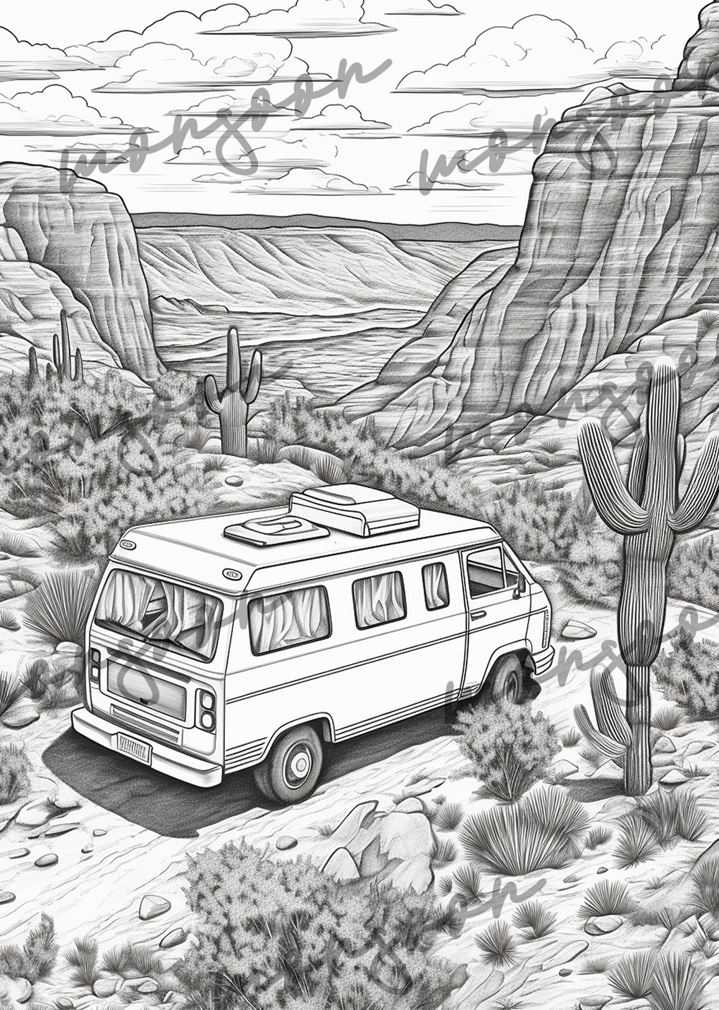 Camping Adventures Coloring Book Grayscale (Printbook) - Monsoon Publishing USA