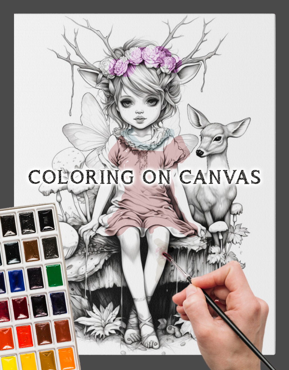 Fairy Coloring Page Canvas