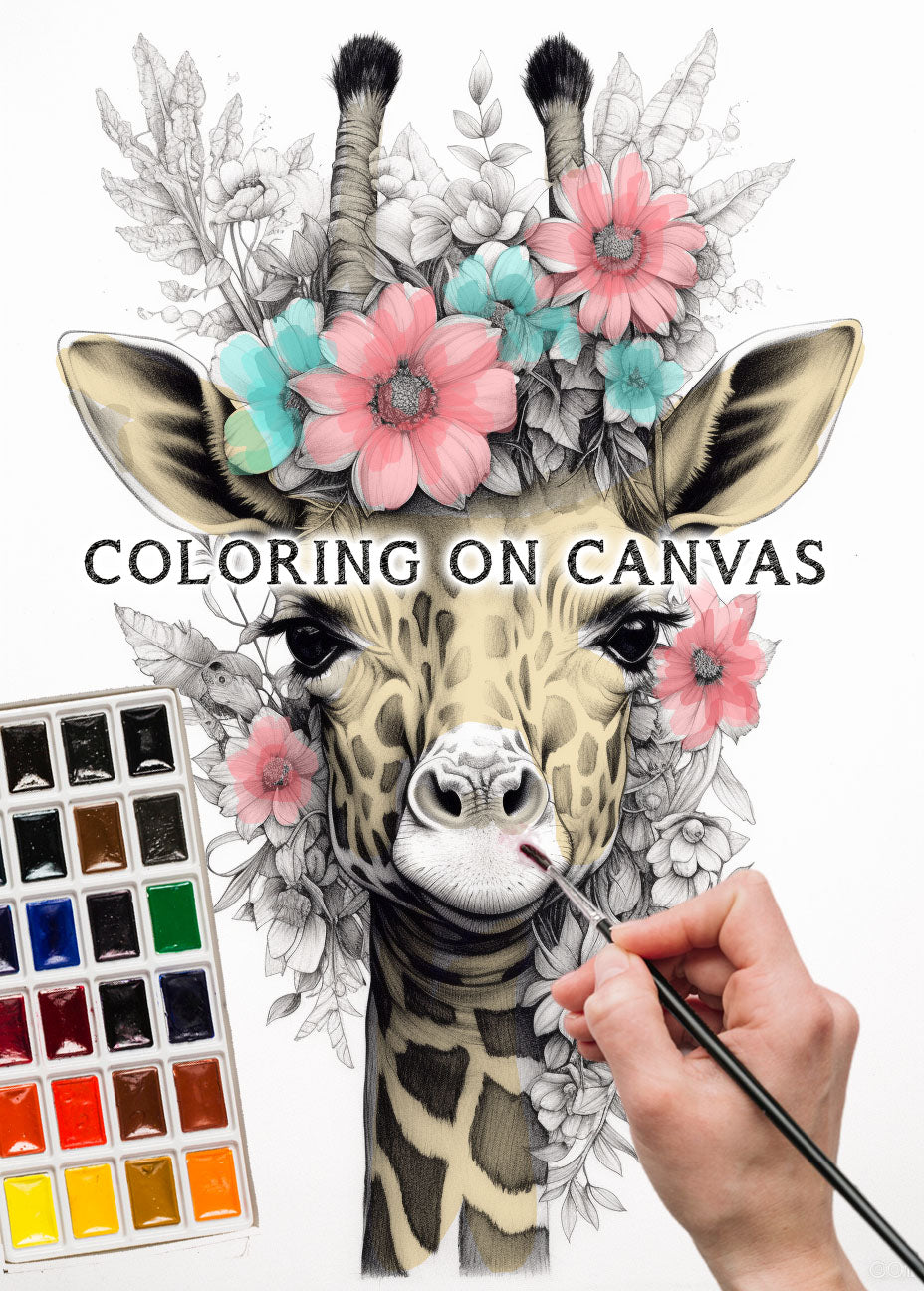 Giraffe Coloring Canvas