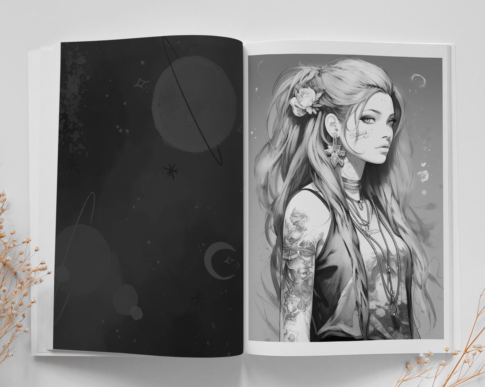 Celestial Punk Coloring Book Grayscale (Printbook) - Monsoon Publishing USA