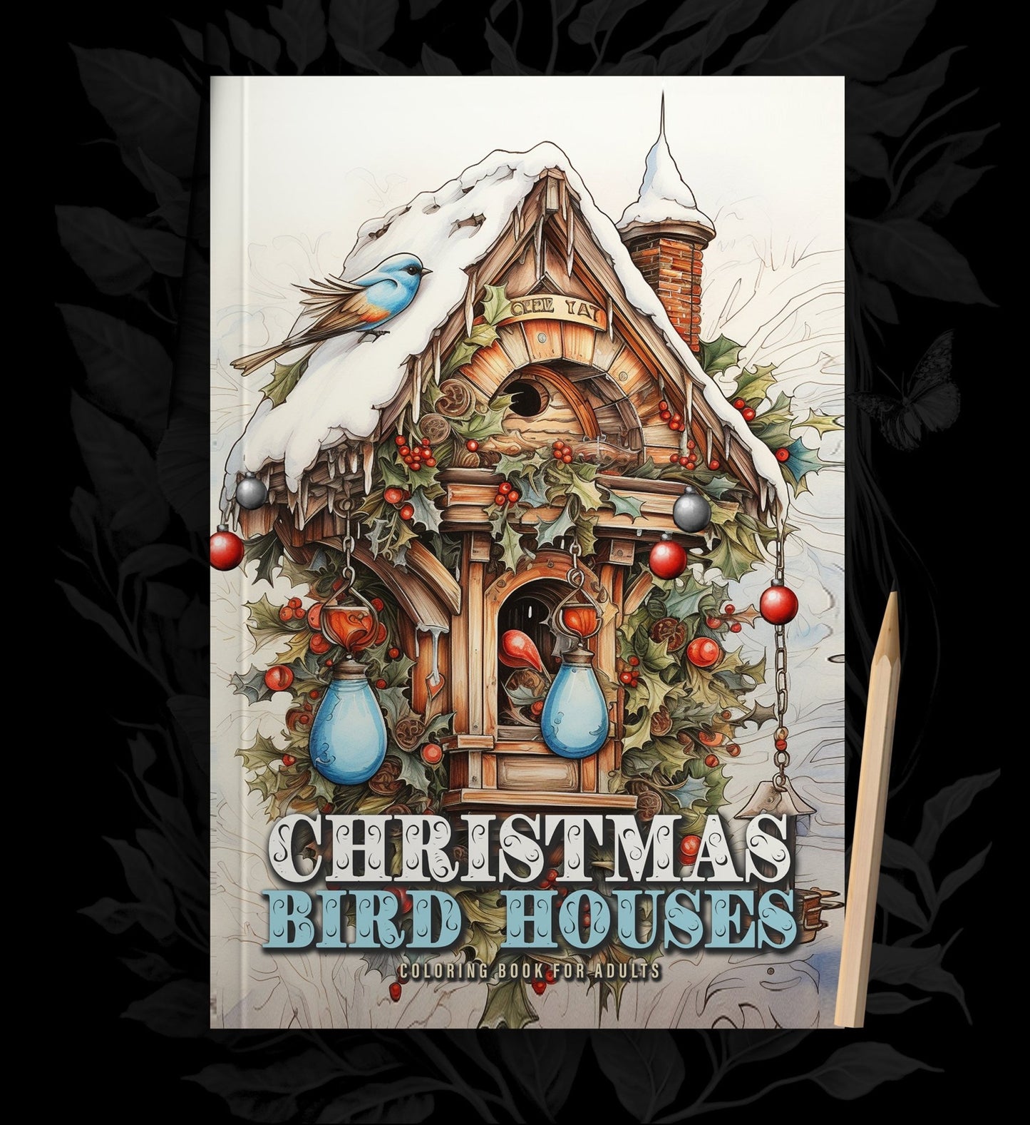 Christmas Bird Houses Coloring Book Grayscale (Printbook) - Monsoon Publishing USA