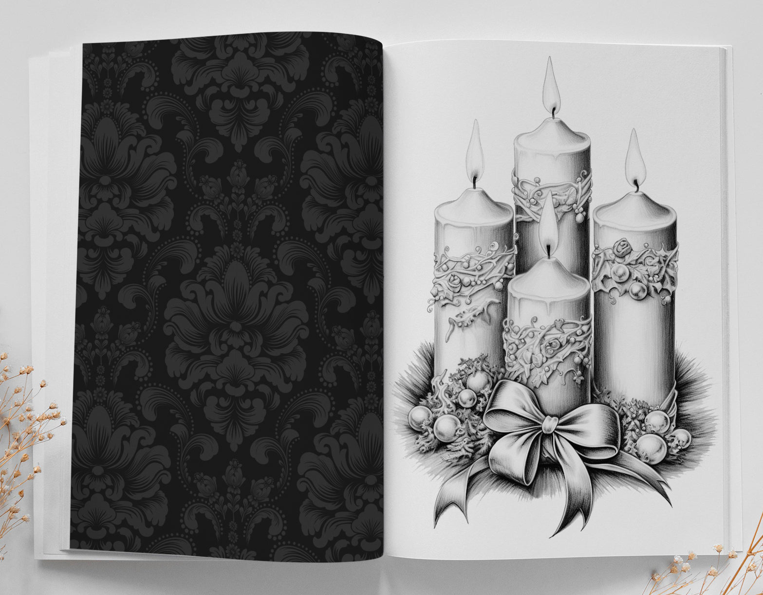 Christmas Candles Coloring Book Grayscale (Digitals) - Monsoon Publishing USA
