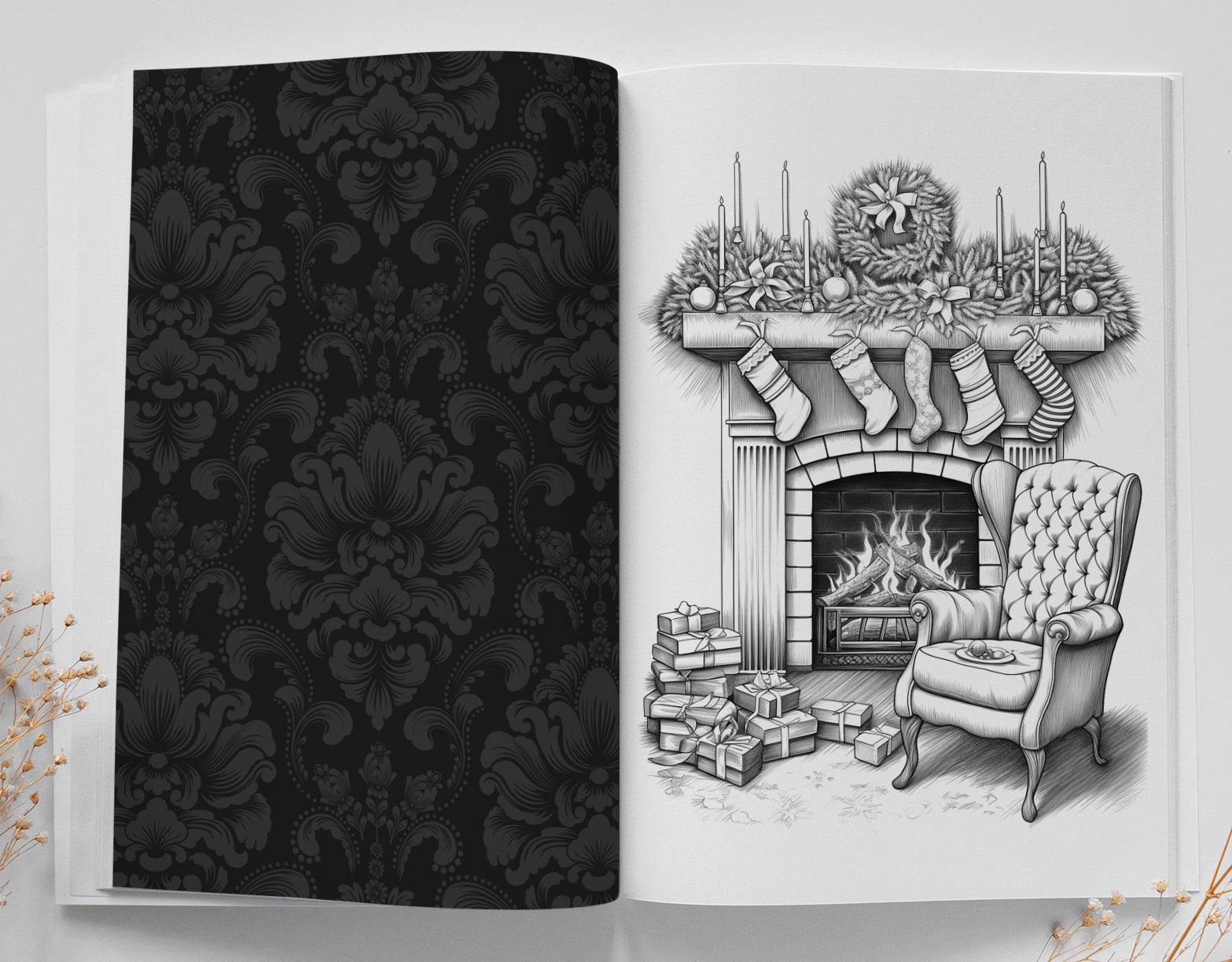 Christmas Fireplaces Coloring Book for Adults (Printbook) - Monsoon Publishing USA