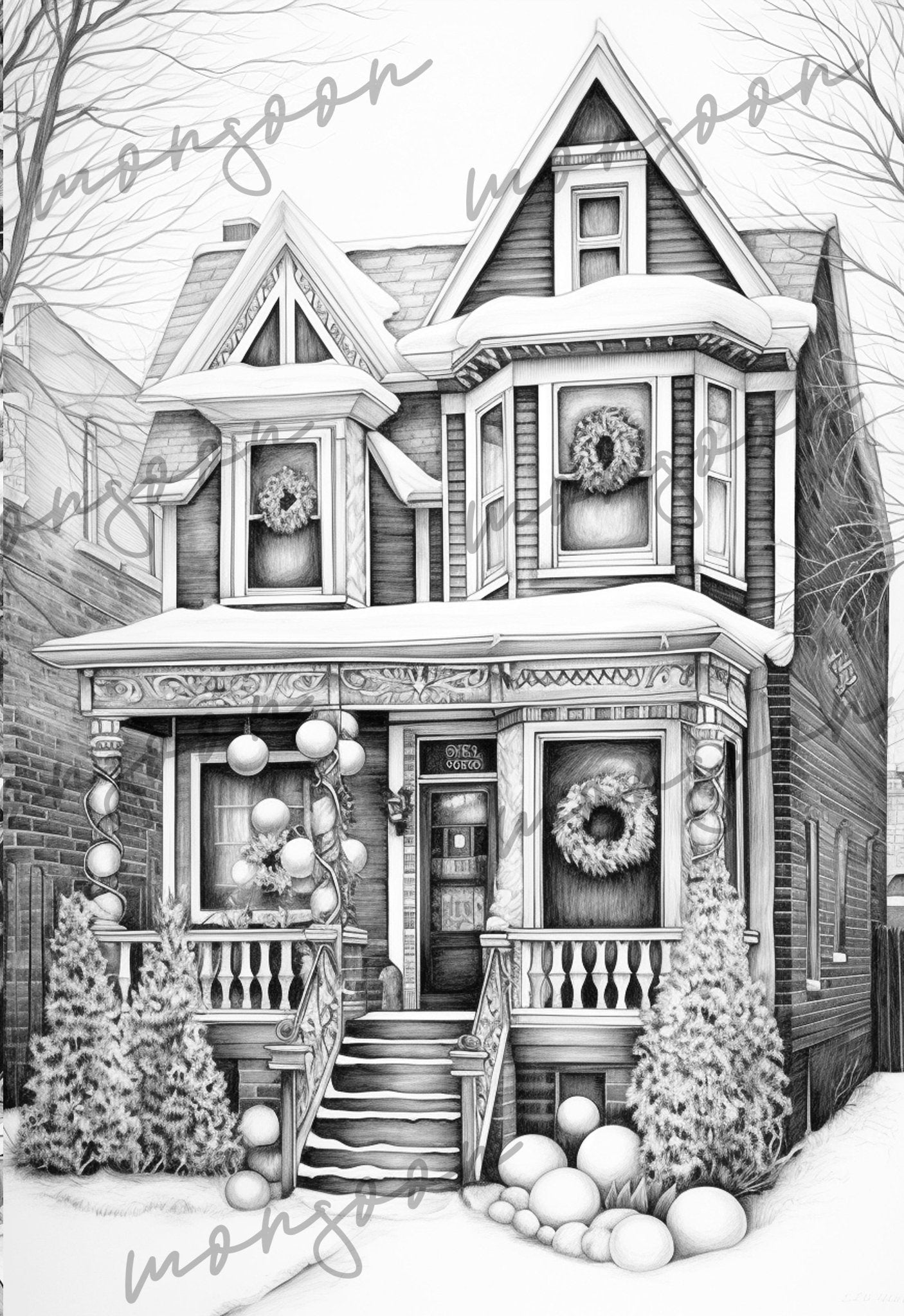 Christmas Houses Coloring Book for Adults (Printbook) - Monsoon Publishing USA