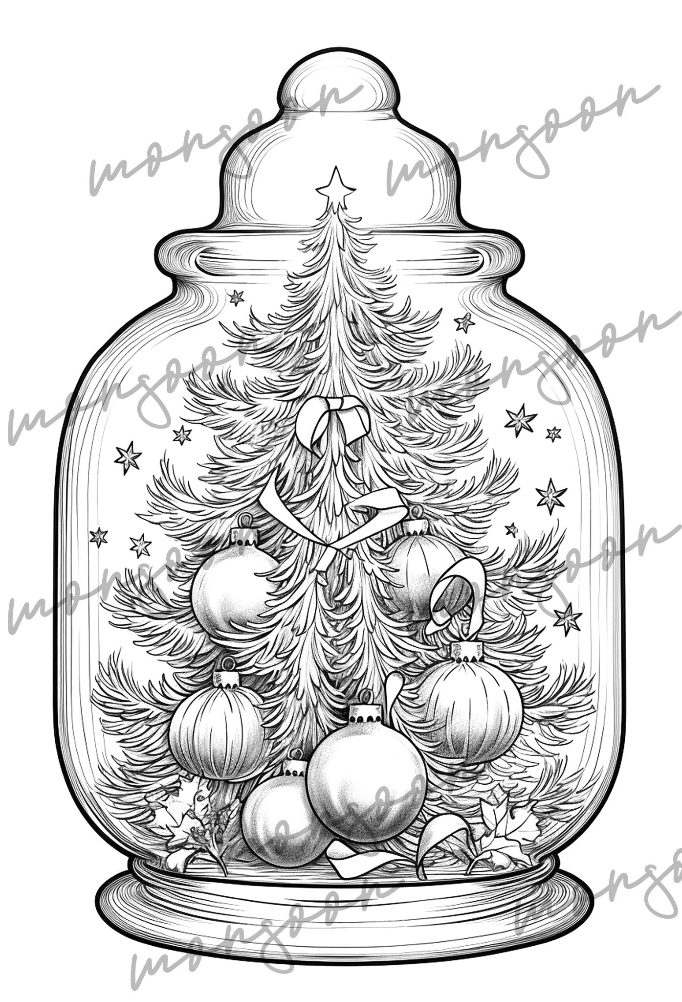 Christmas Jars Coloring Book Grayscale (Digital) - Monsoon Publishing USA