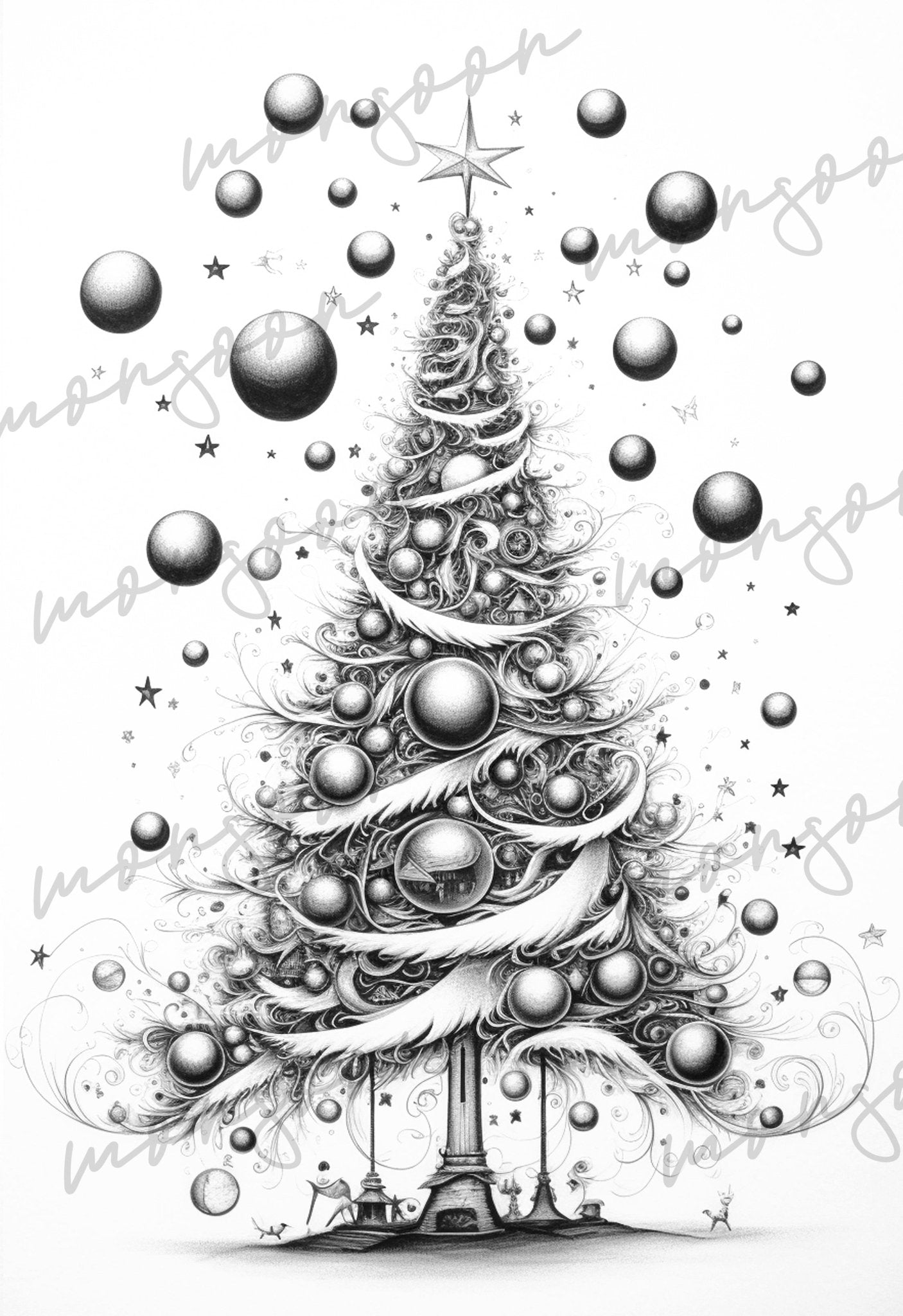Christmas Trees Coloring Book for Adults (Printbook) - Monsoon Publishing USA