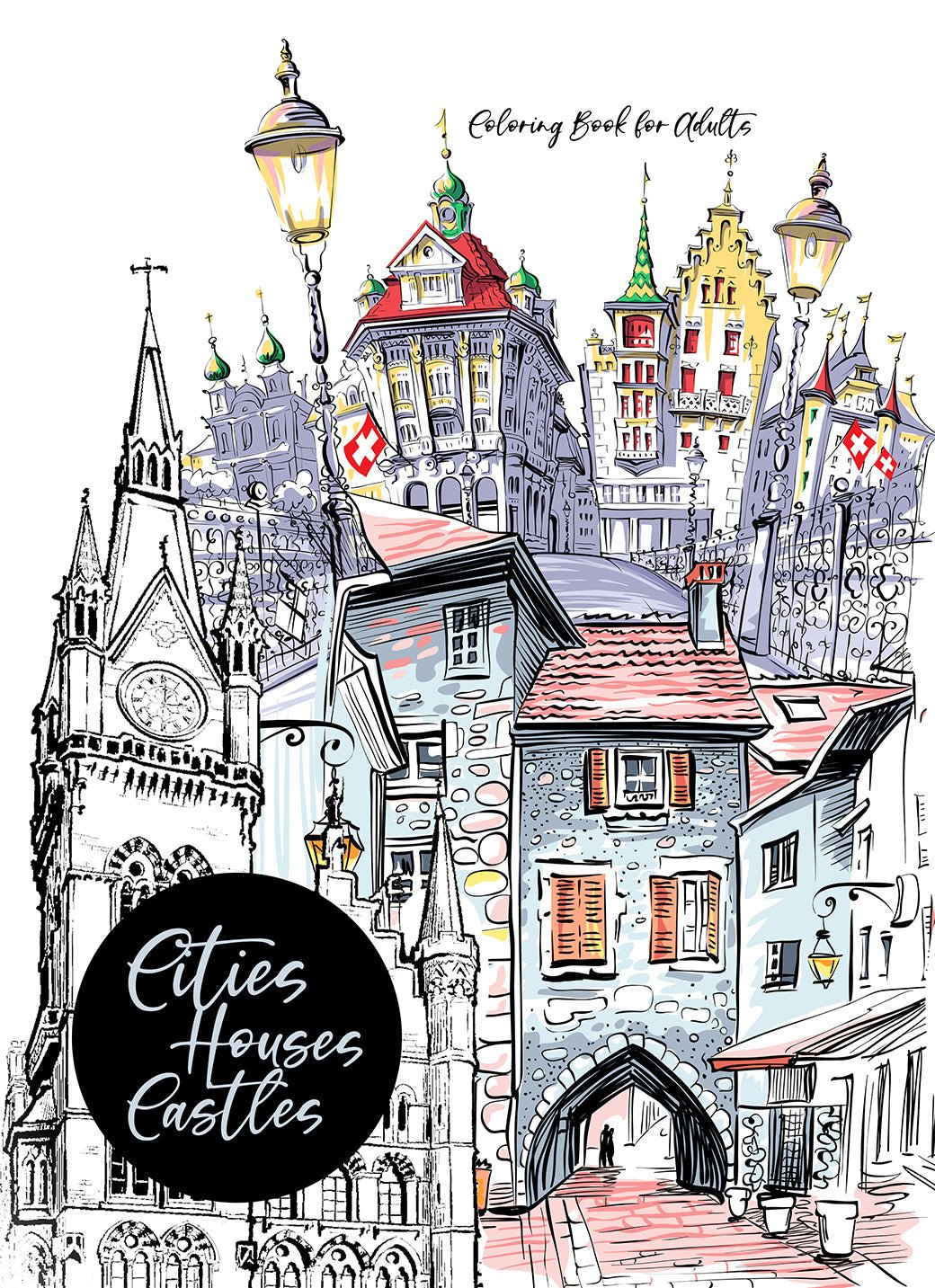 Cities Houses Castles Coloring Book (Digital) - Monsoon Publishing USA