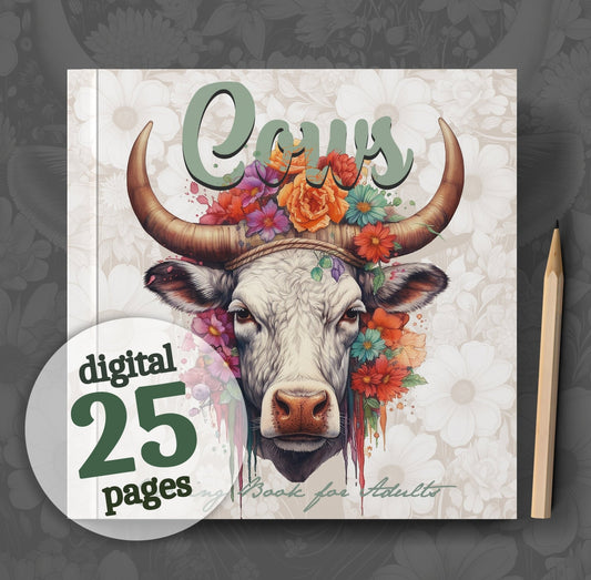 Cows Coloring Book Grayscale (Digital) - Monsoon Publishing USA