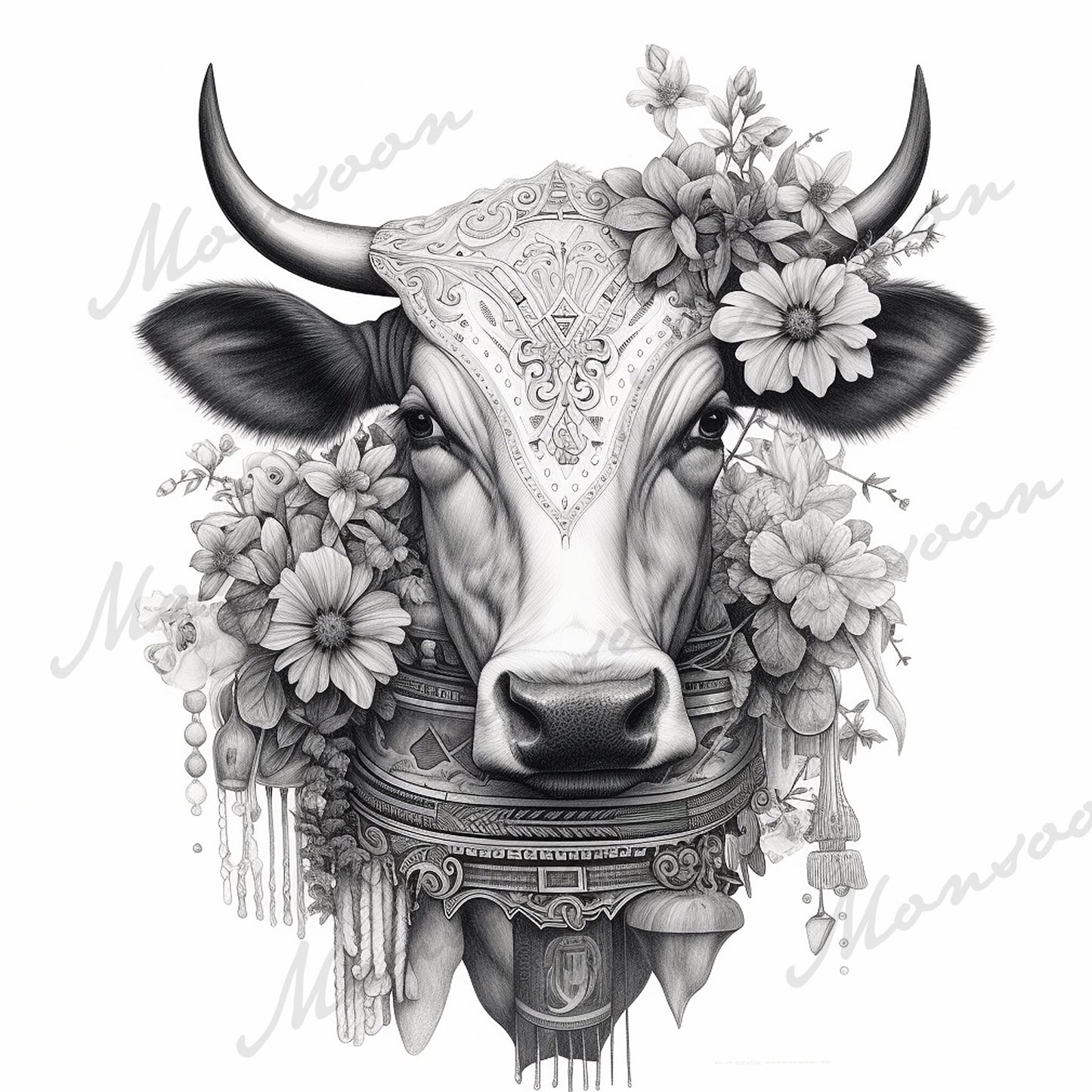Cows Coloring Book Grayscale (Digital) - Monsoon Publishing USA