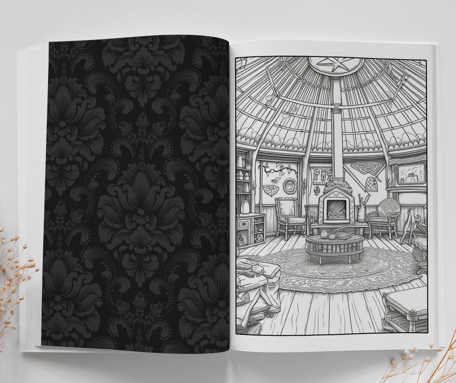 Cozy Yurt Coloring Book Grayscale (Printbook) - Monsoon Publishing USA