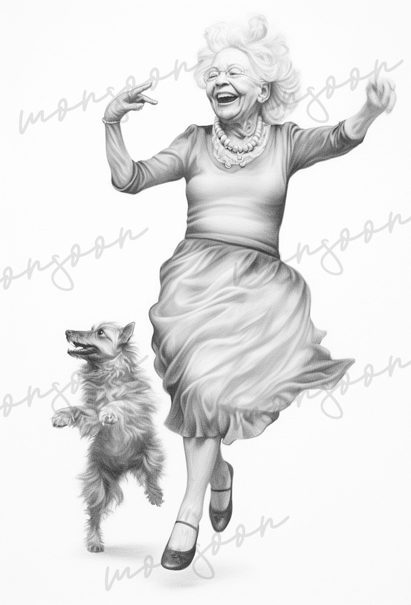 Crazy Grandma Coloring Book Graysale 2 (Digital) - Monsoon Publishing USA
