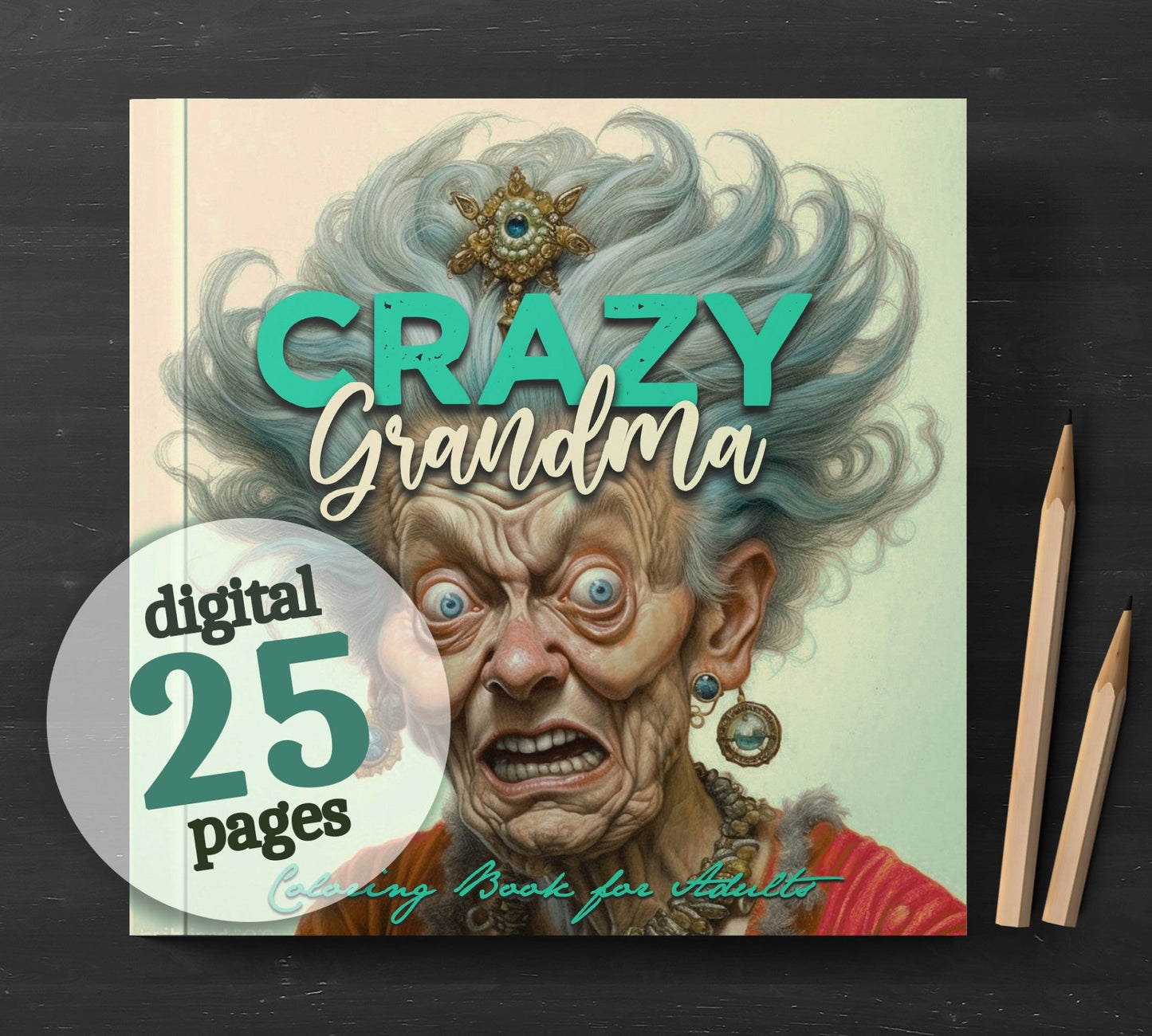 Crazy Grandma Coloring Book Grayscale (Digital) - Monsoon Publishing USA