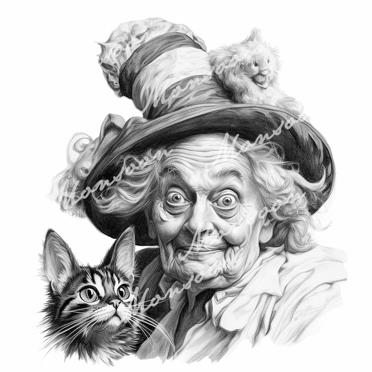 Crazy Grandma Coloring Book Grayscale (Digital) - Monsoon Publishing USA