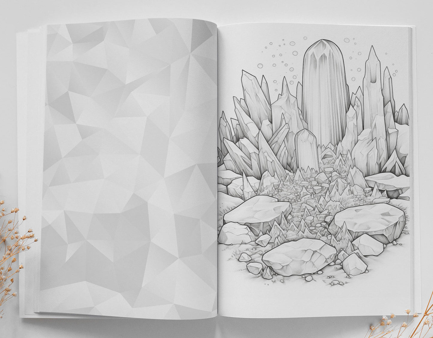 Crystals Coloring Book Grayscale (Digital) - Monsoon Publishing USA