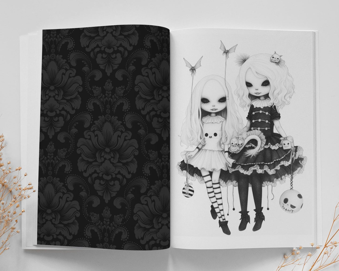 Cute Creepy Dolls Coloring Book Grayscale (Digital) - Monsoon Publishing USA