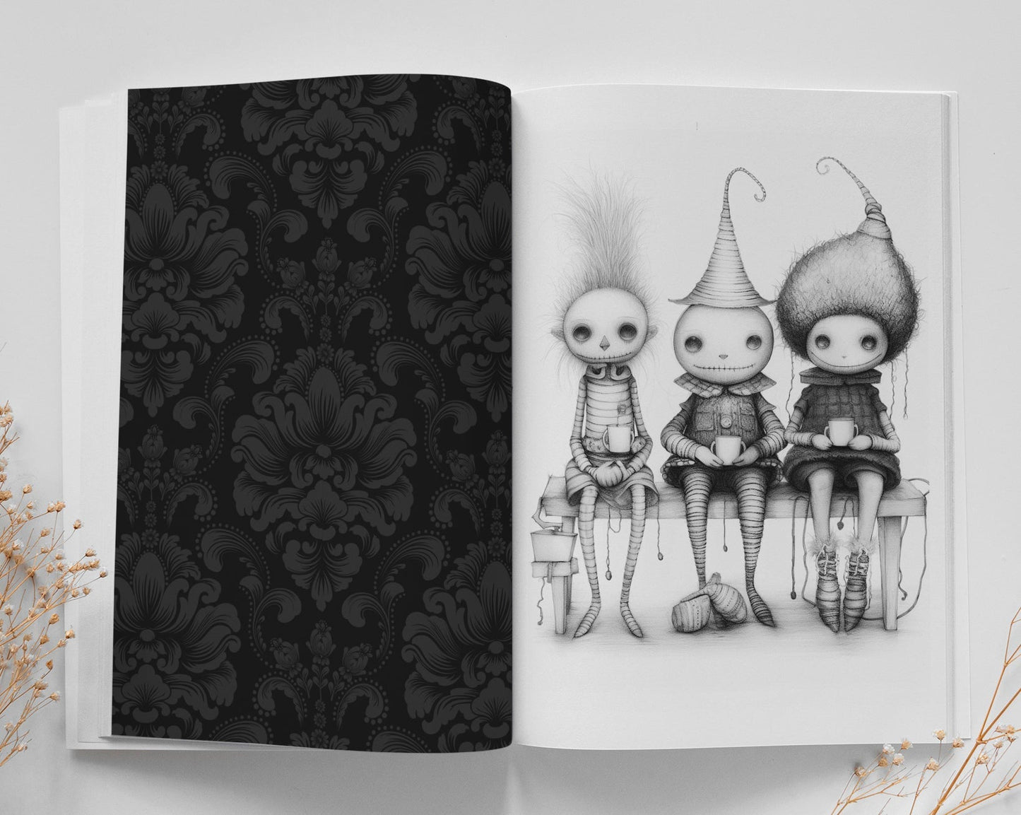 Cute Creepy Dolls Coloring Book Grayscale (Digital) - Monsoon Publishing USA