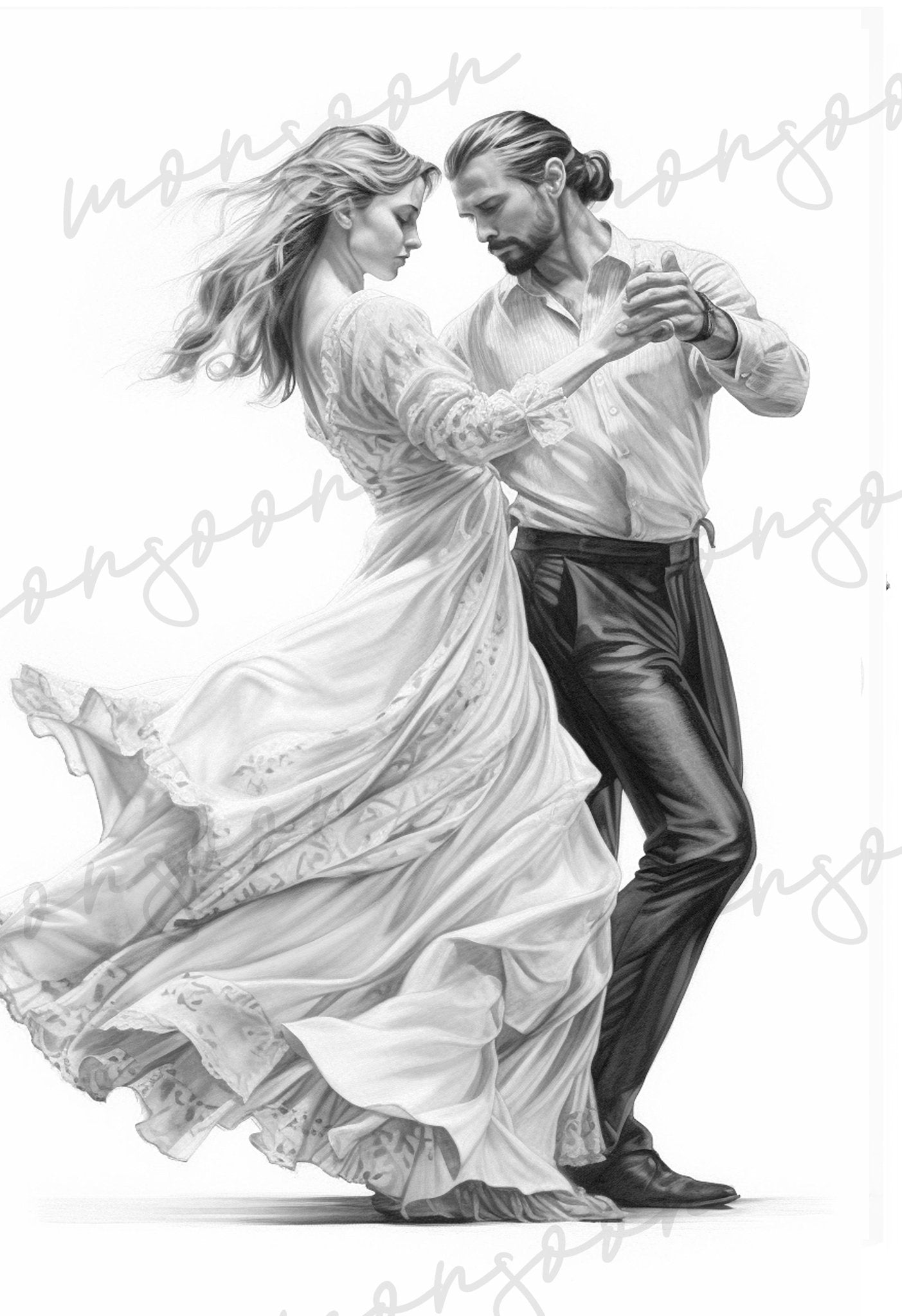 Dancing Coloring Book Grayscale (Digital) - Monsoon Publishing USA
