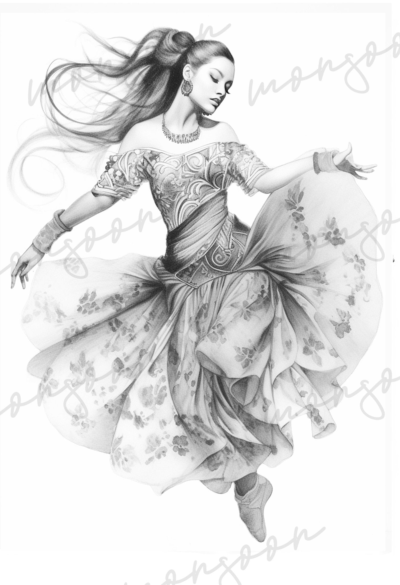 Dancing Coloring Book Grayscale (Printbook) - Monsoon Publishing USA