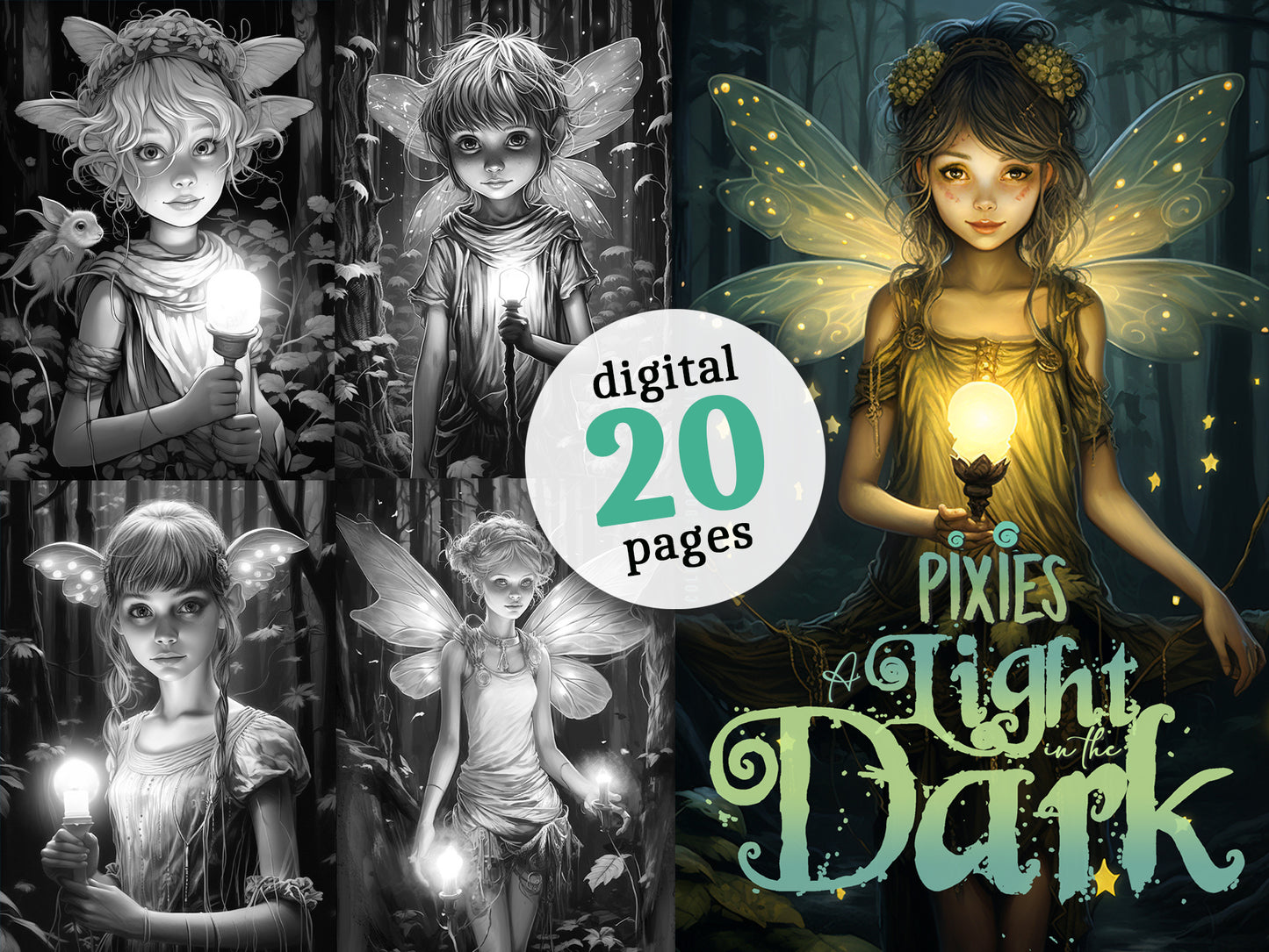 Pixies in the Dark Coloring Book (Digital)