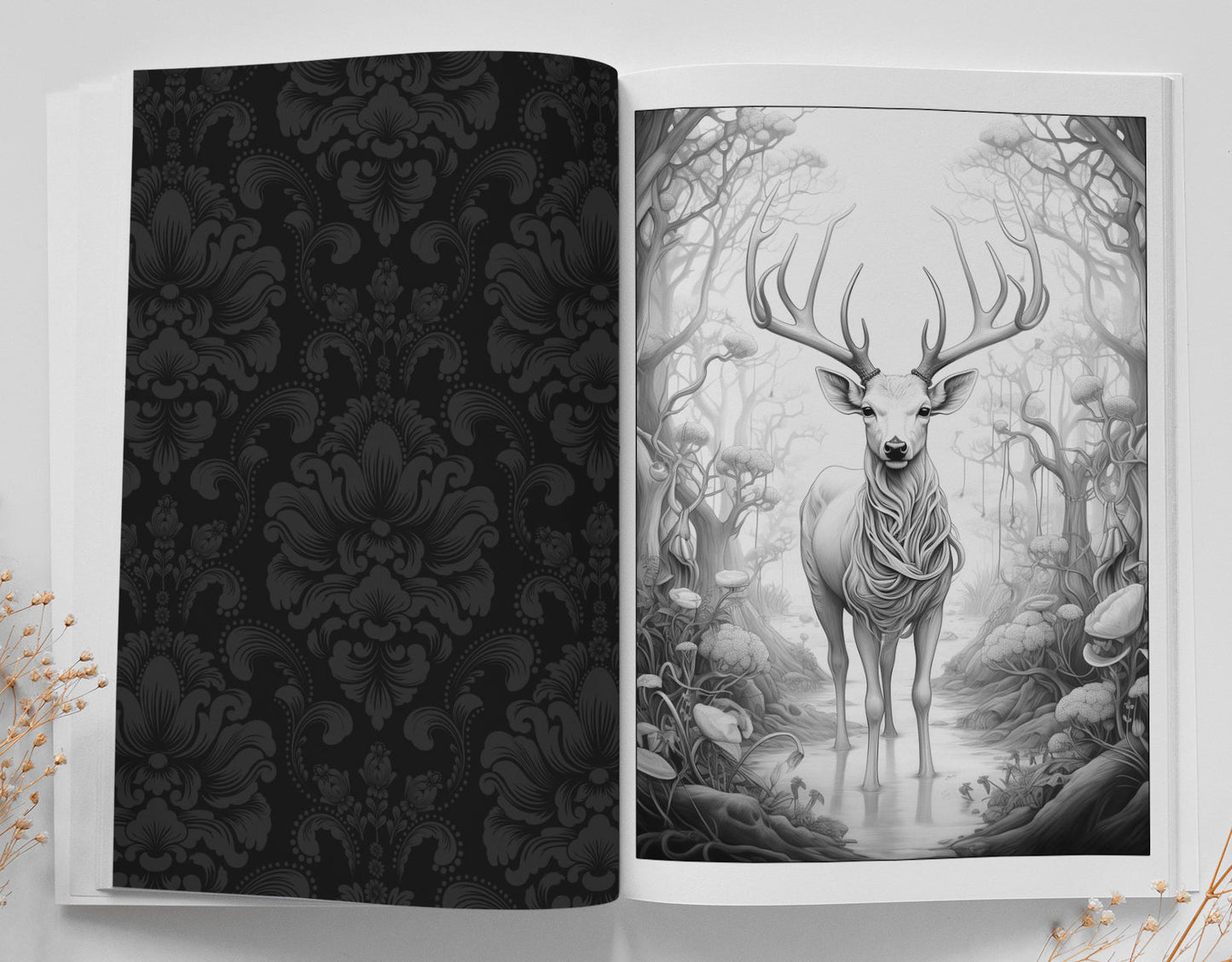 Deer Coloring Book for Adults Grayscale (Digital) - Monsoon Publishing USA