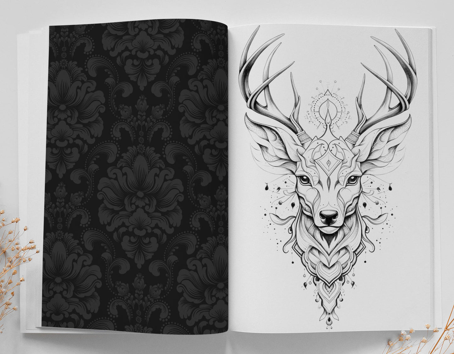 Deer Coloring Book for Adults Grayscale (Digital) - Monsoon Publishing USA