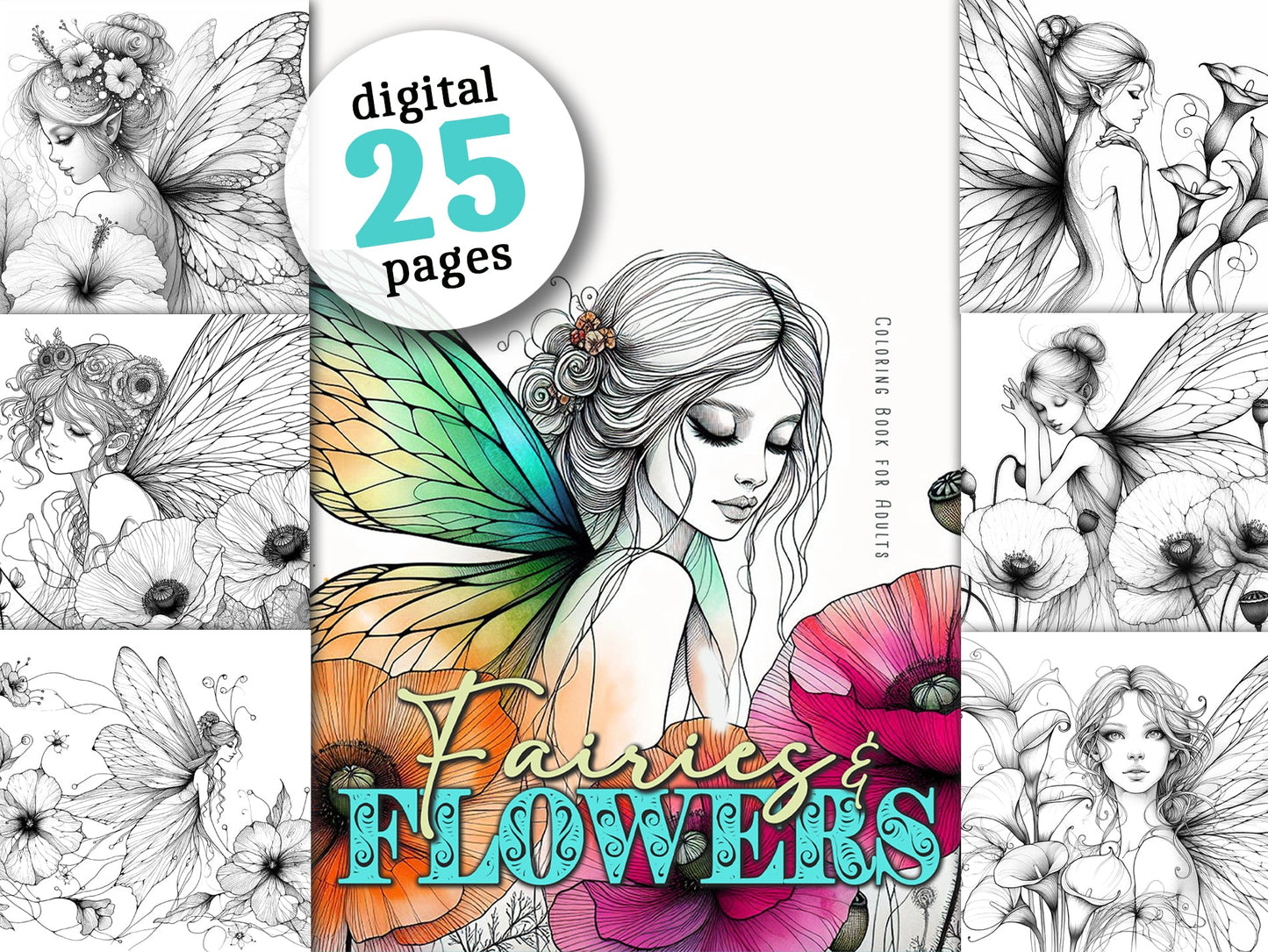 Flower Fairies Coloring Book Grayscale (Digital) - Monsoon Publishing USA