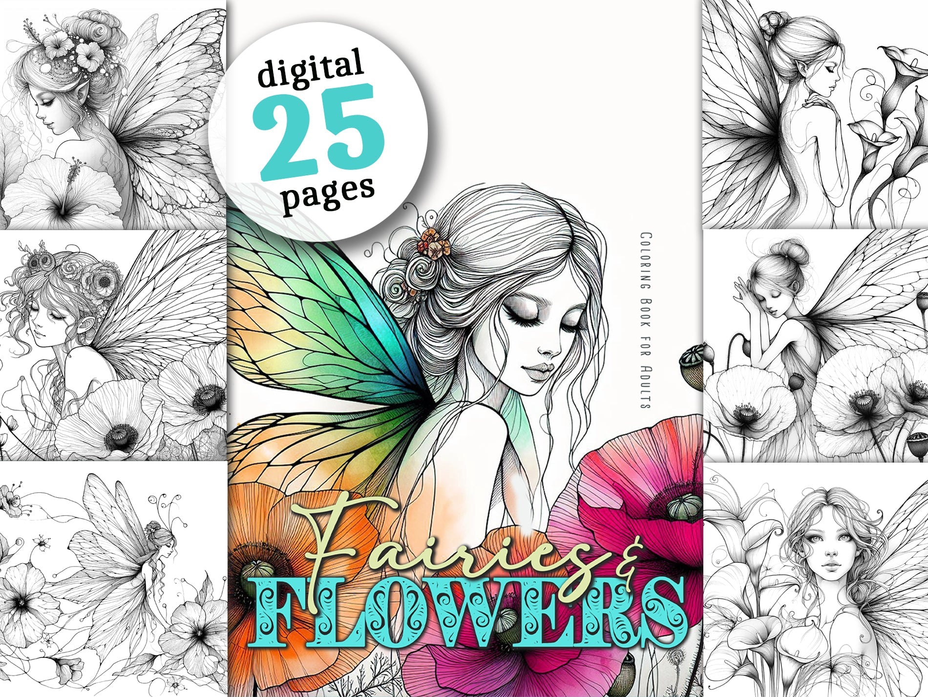 Flower Fairies Coloring Book Grayscale (Digital) - Monsoon Publishing USA