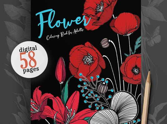 Flower Coloring Book for Adults (Digital)