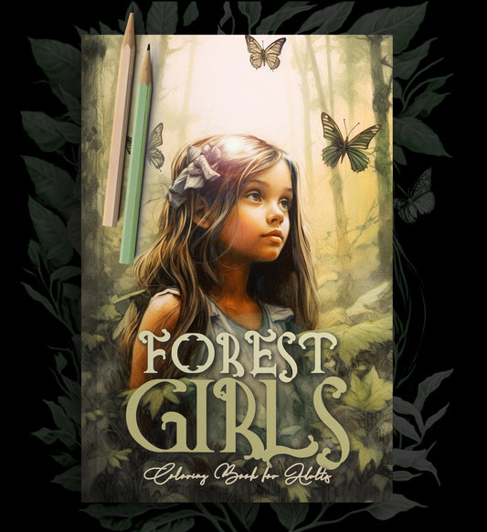 Forest Girls Coloring Book Grayscale (Printbook) - Monsoon Publishing USA