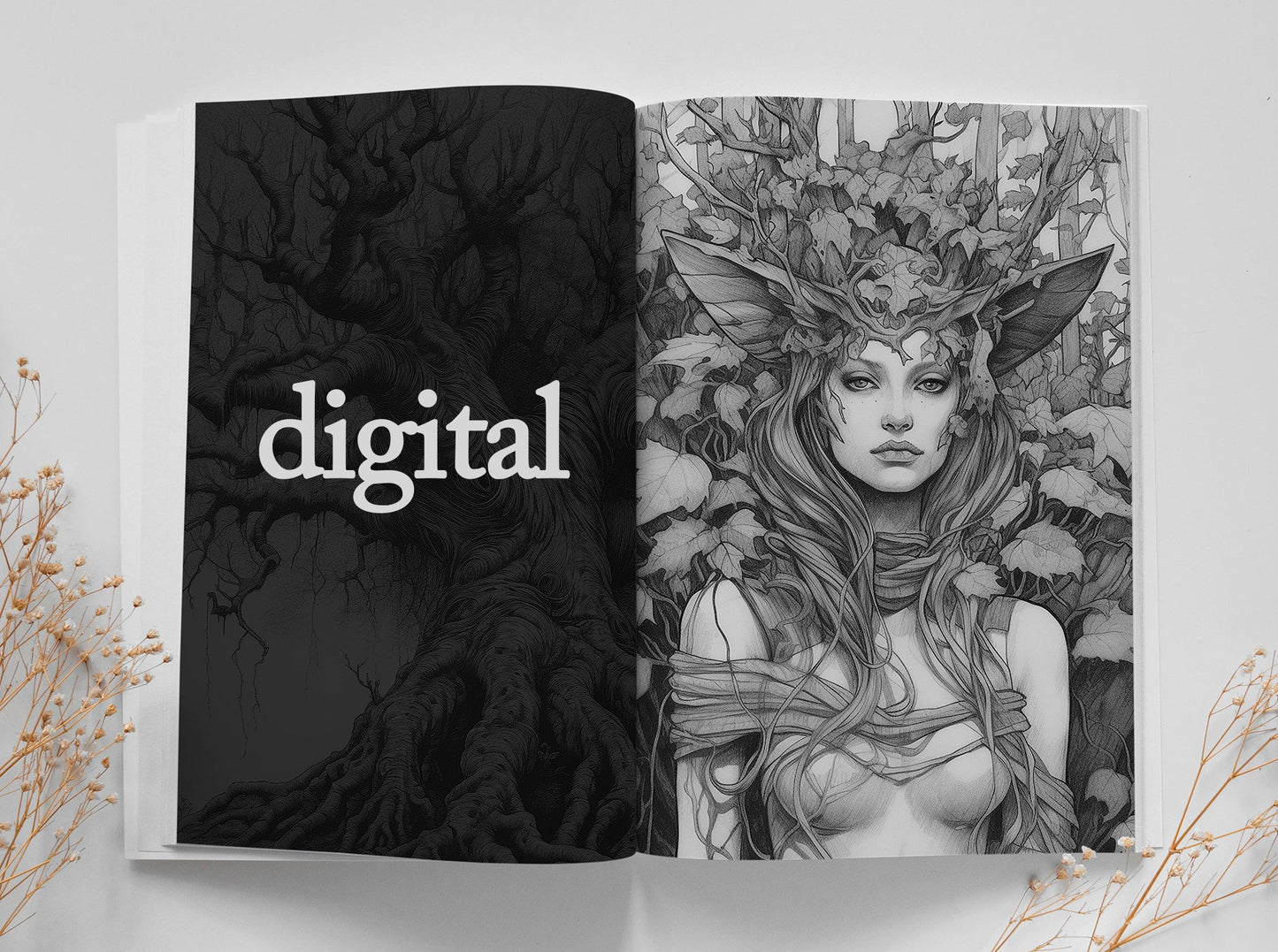 Forest Goddess Coloring Book Grayscale (Digital) - Monsoon Publishing USA