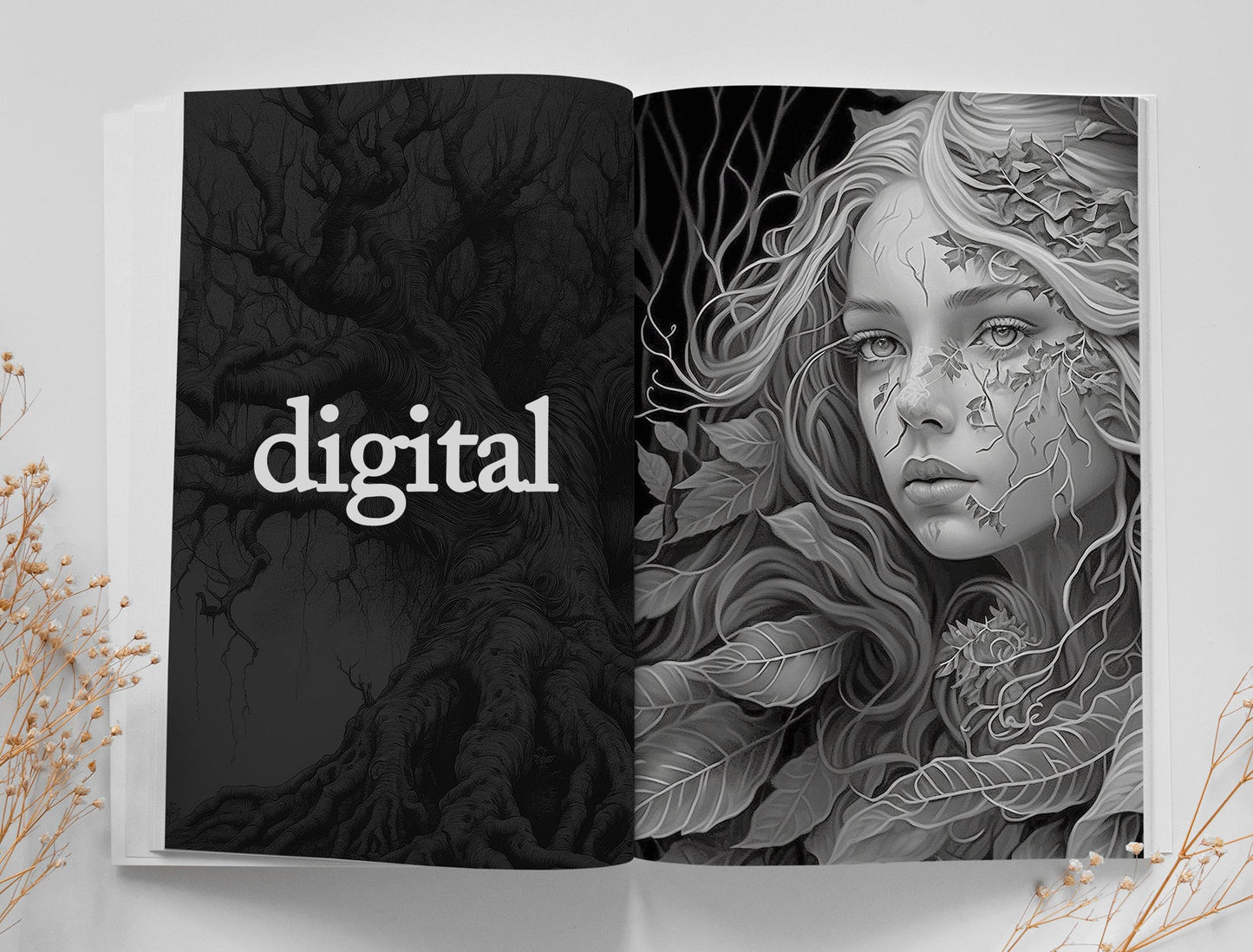 Forest Goddess Coloring Book Grayscale (Digital) - Monsoon Publishing USA