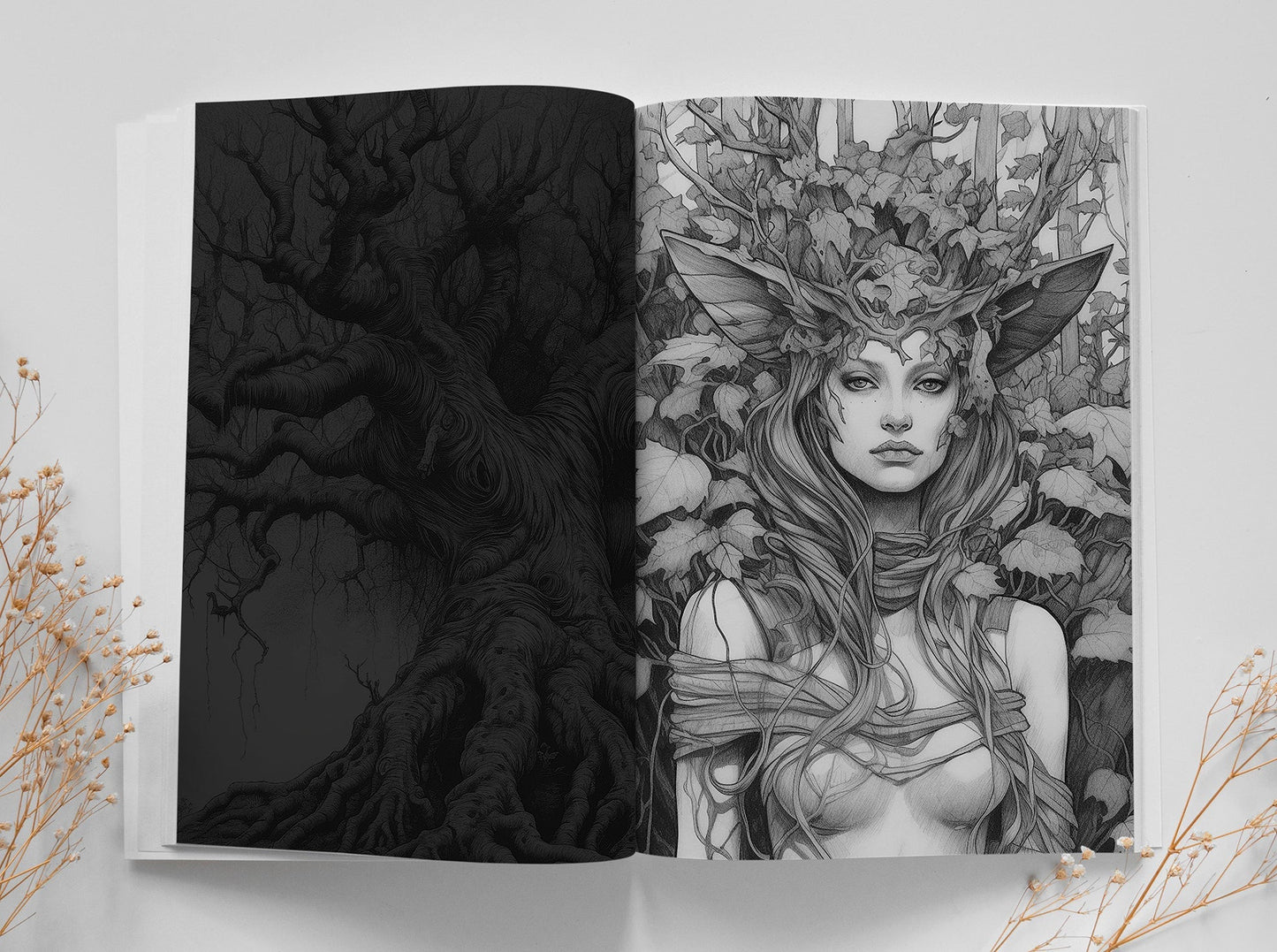 Forest Goddess Coloring Book Grayscale (Printbook) - Monsoon Publishing USA