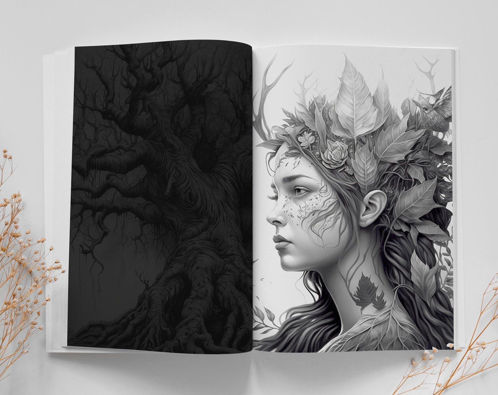 Forest Goddess Coloring Book Grayscale (Printbook) - Monsoon Publishing USA