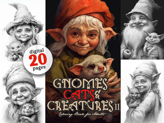 Gnomes Cats and Creatures Coloring Book 2 (Digital)