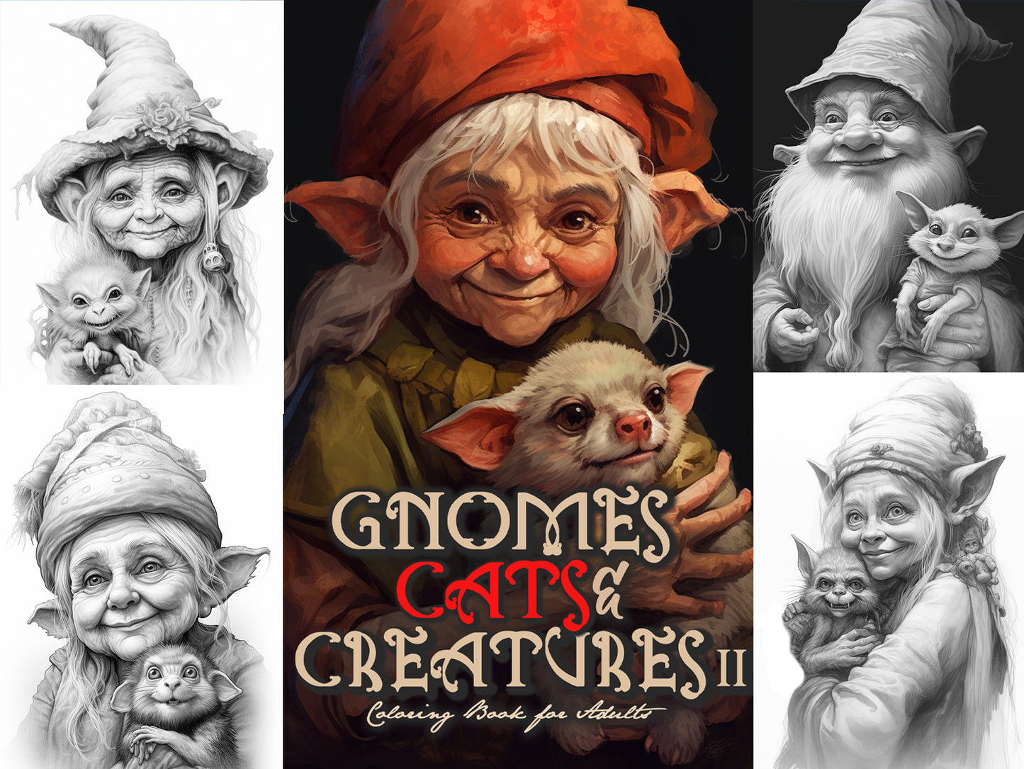 Gnomes Cats and Creatures Coloring Book 2 (Printbook)