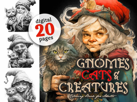 Gnomes Cats and Creatures Coloring Book (Digital) - Monsoon Publishing USA