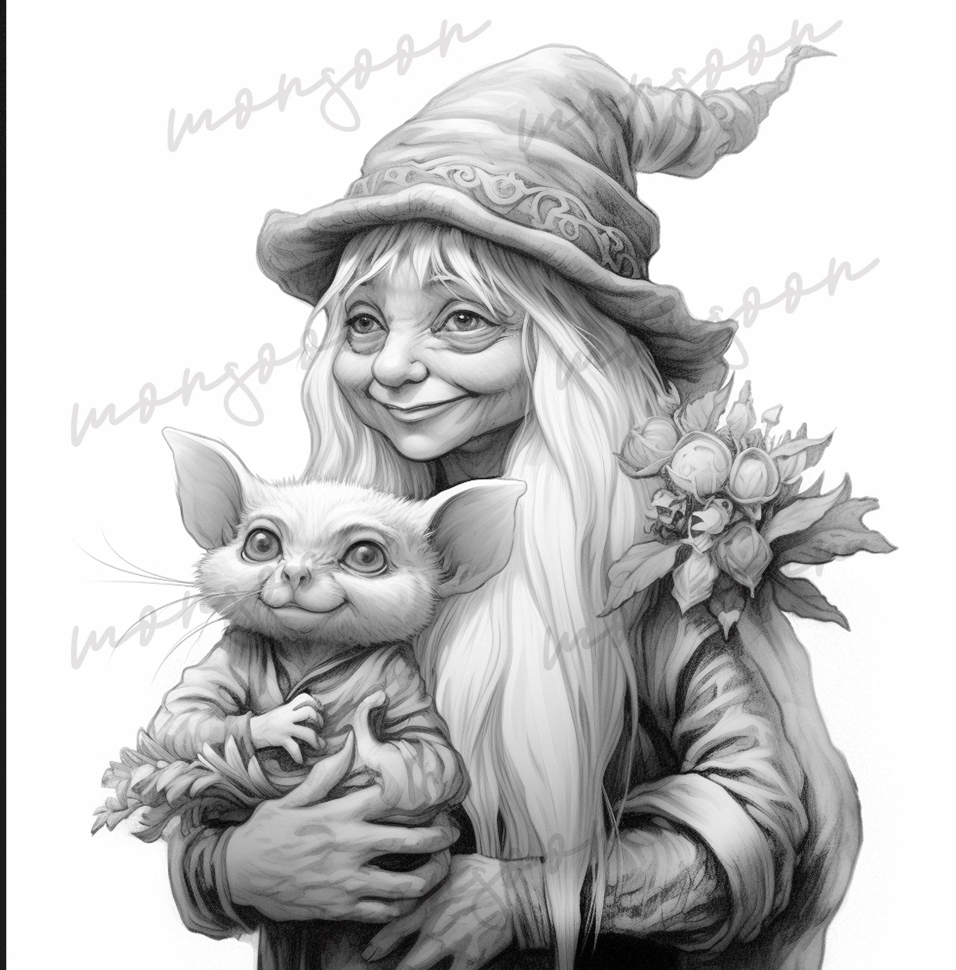 Gnomes Cats and Creatures Coloring Book (Digital) - Monsoon Publishing USA