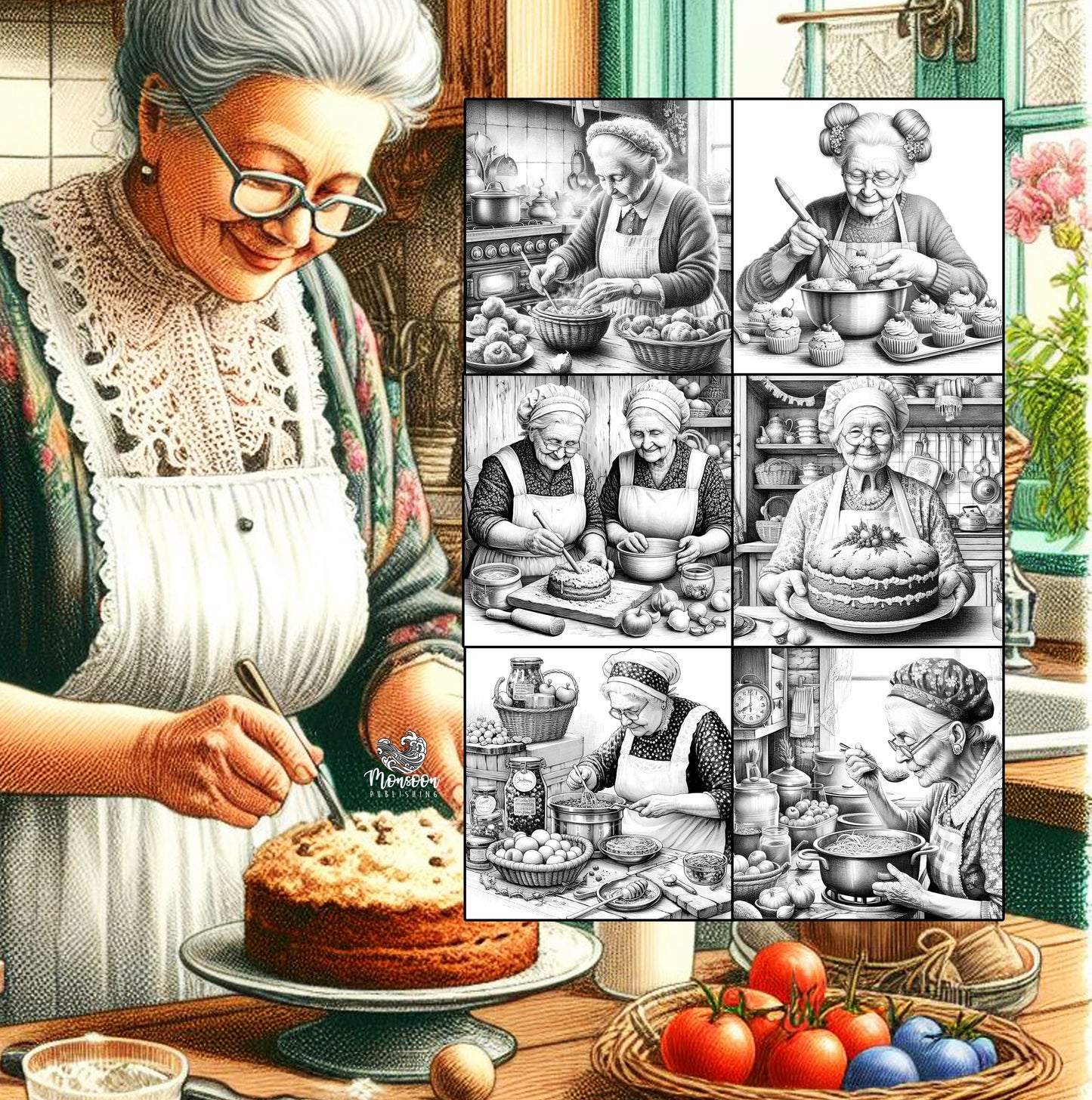 grandma kitchen coloring book monsoon publishing