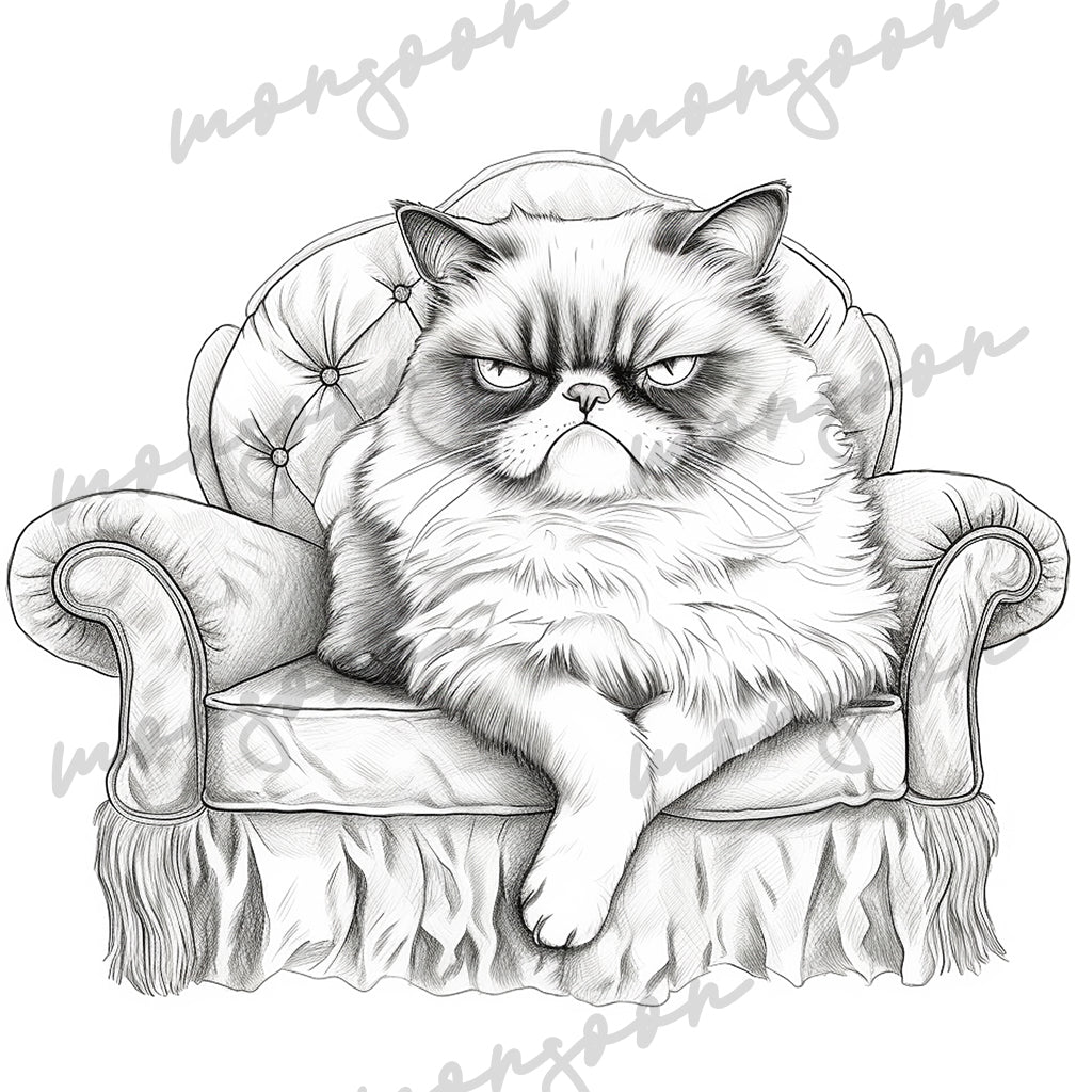 Grumpy Cats Coloring Book Grayscale (Digital) - Monsoon Publishing USA