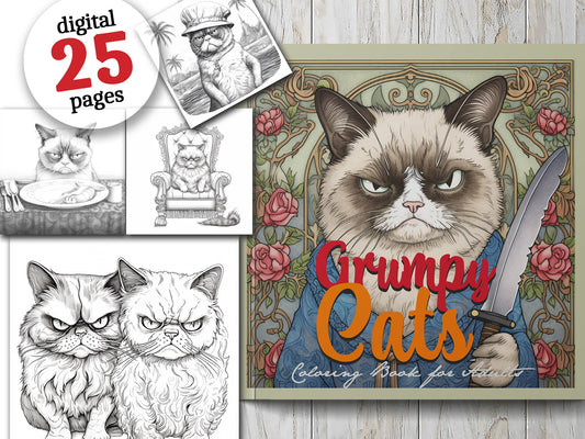 Grumpy Cats Coloring Book Grayscale (Digital) - Monsoon Publishing USA