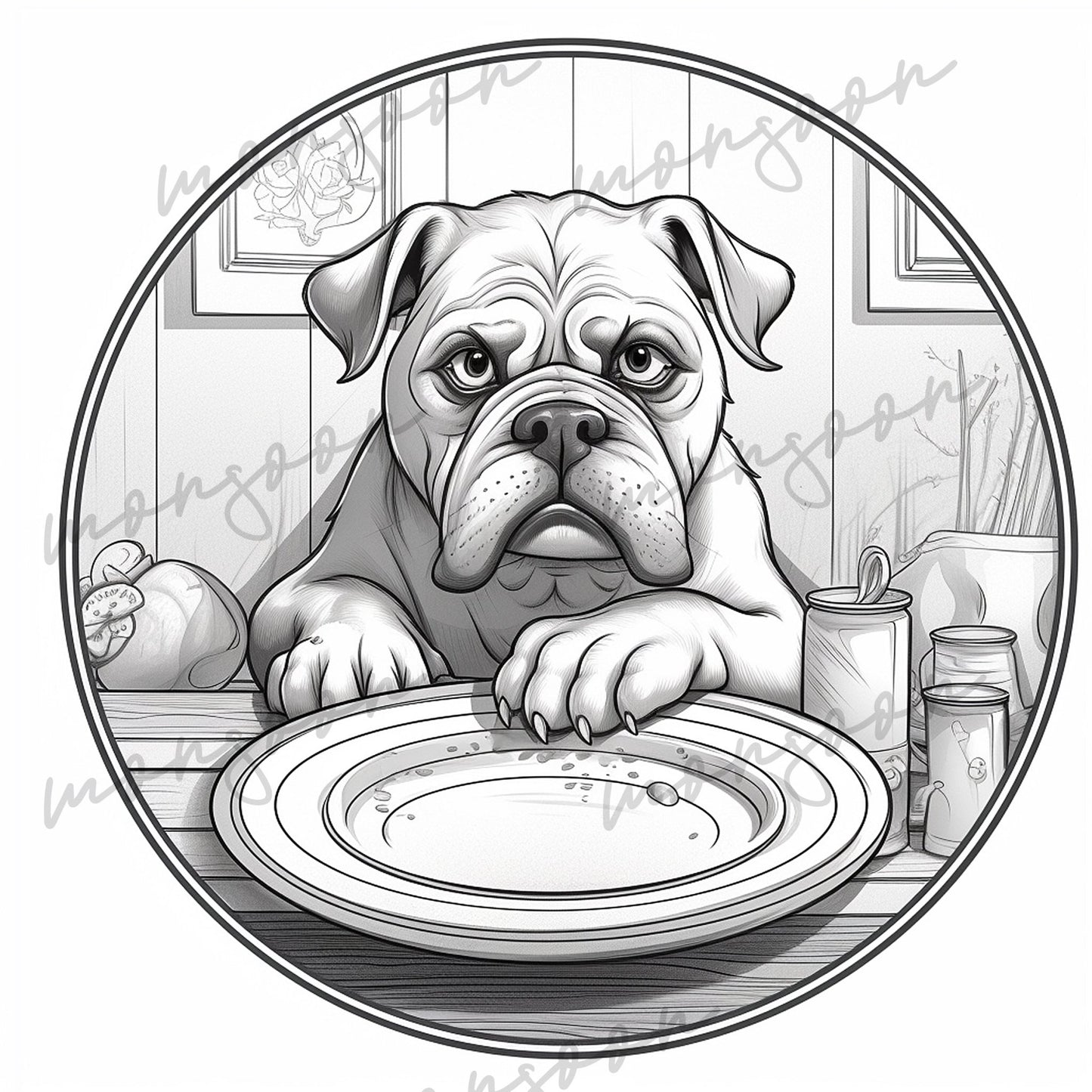 Grumpy Dogs Coloring Book Grayscale (Digital) - Monsoon Publishing USA