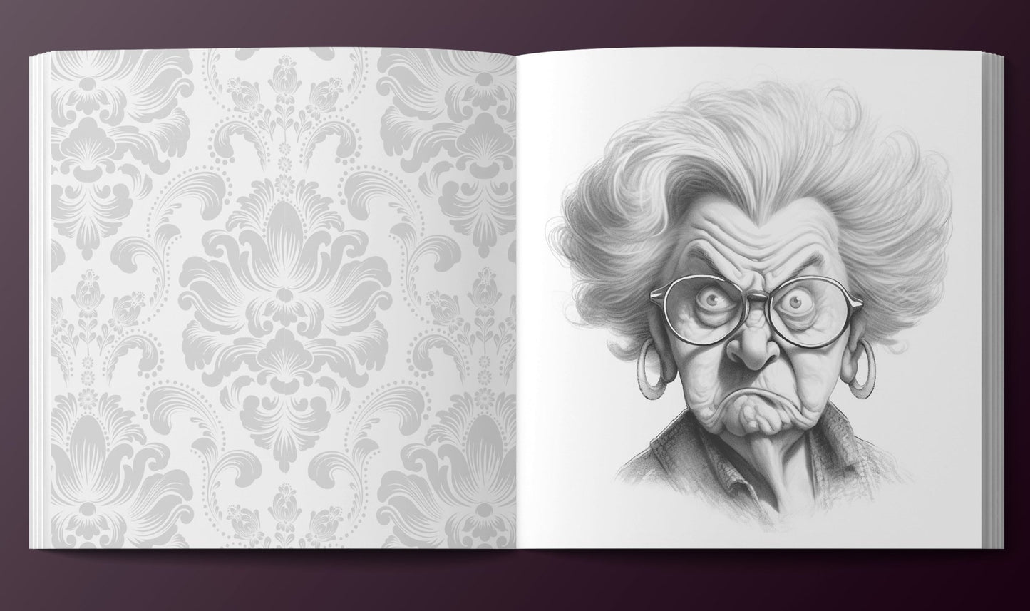 Grumpy Granny Coloring Book Grayscale (Digital) - Monsoon Publishing USA