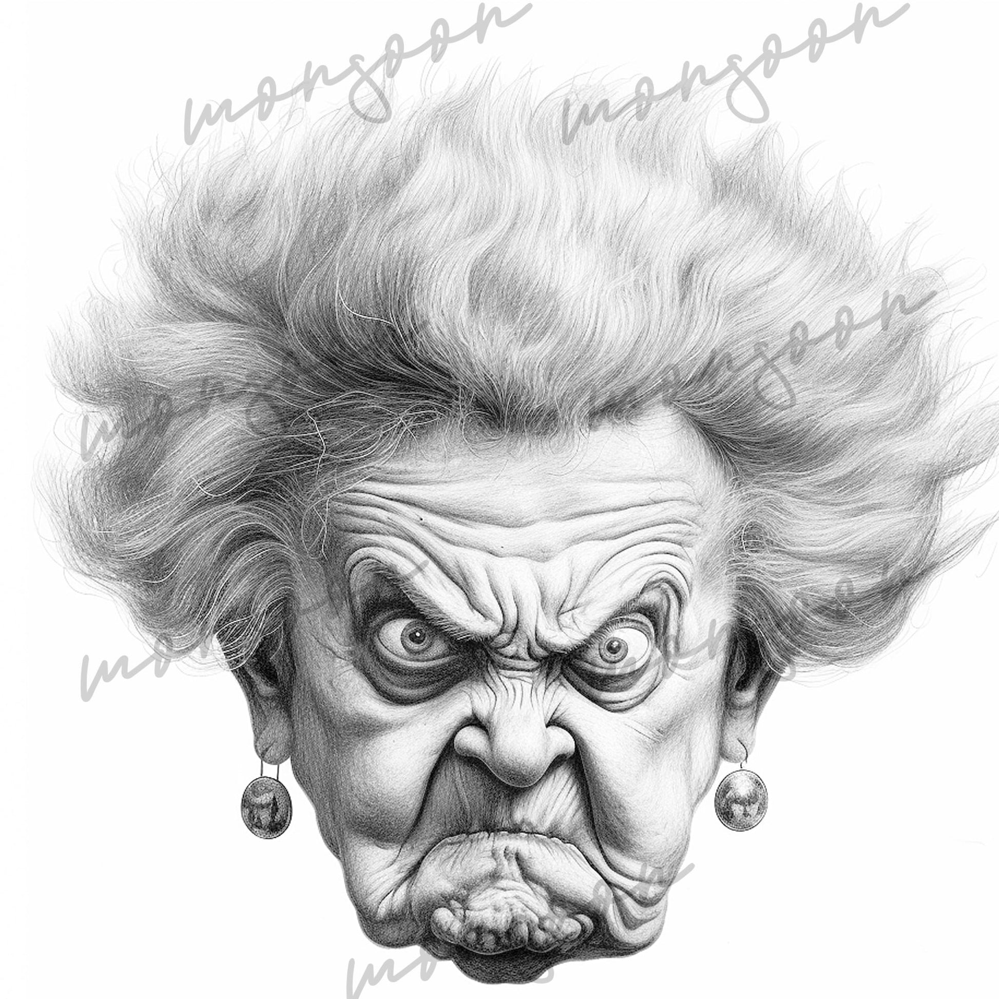 Grumpy Granny Coloring Book Grayscale (Digital) - Monsoon Publishing USA